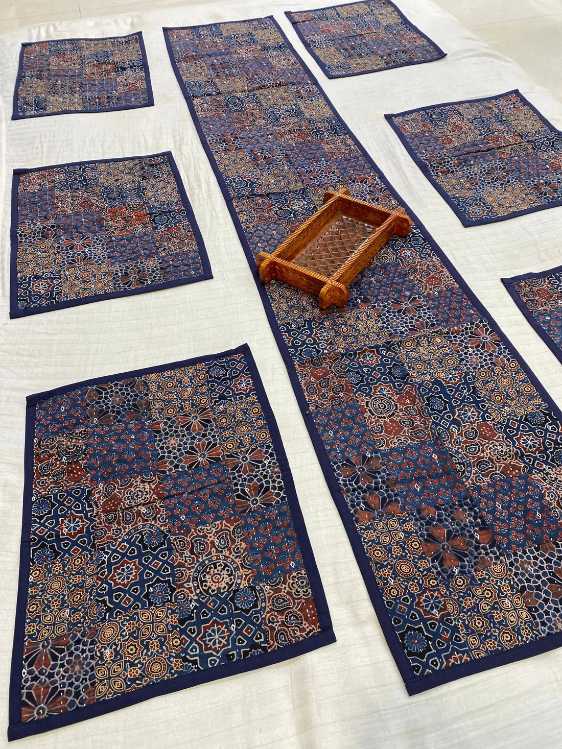 Ajarakh Patchwork Dining Runner Set RAKHIYO