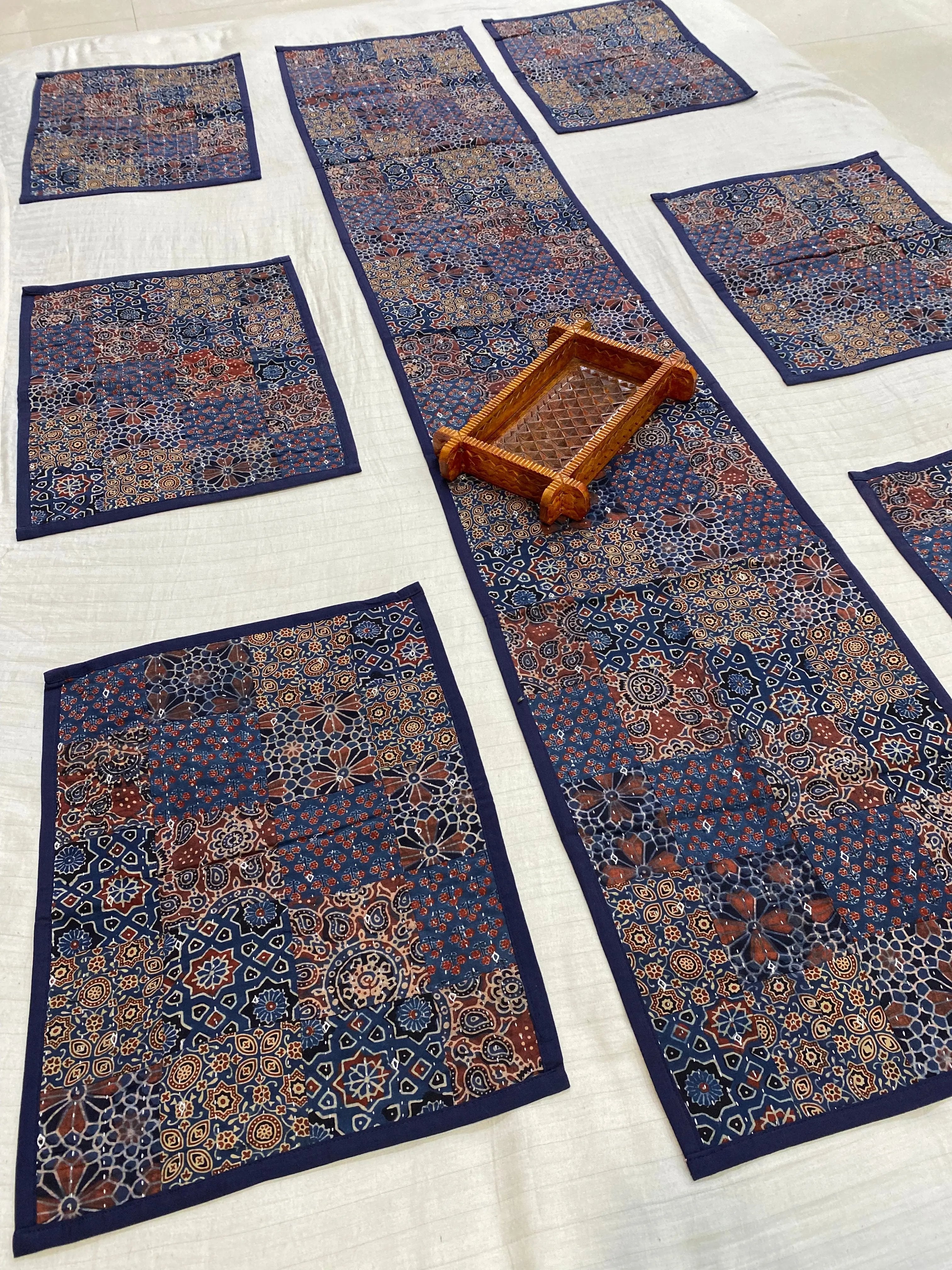 Ajarakh Patchwork Dining Runner Set RAKHIYO