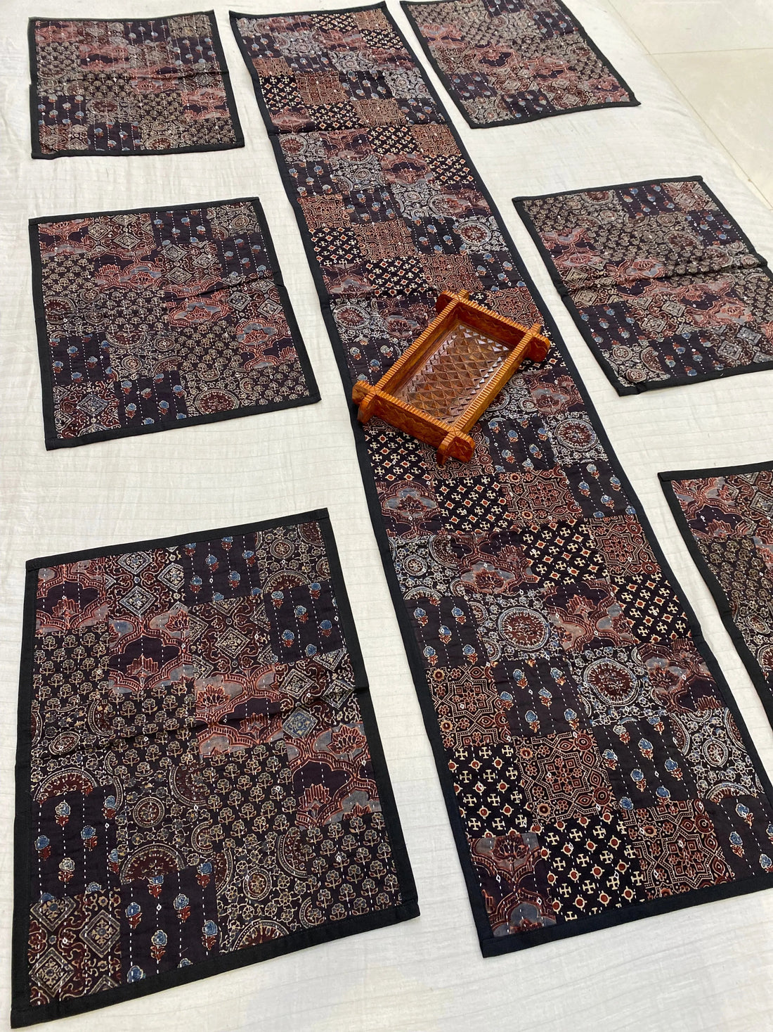 Ajarakh Patchwork Dining Runner Set RAKHIYO