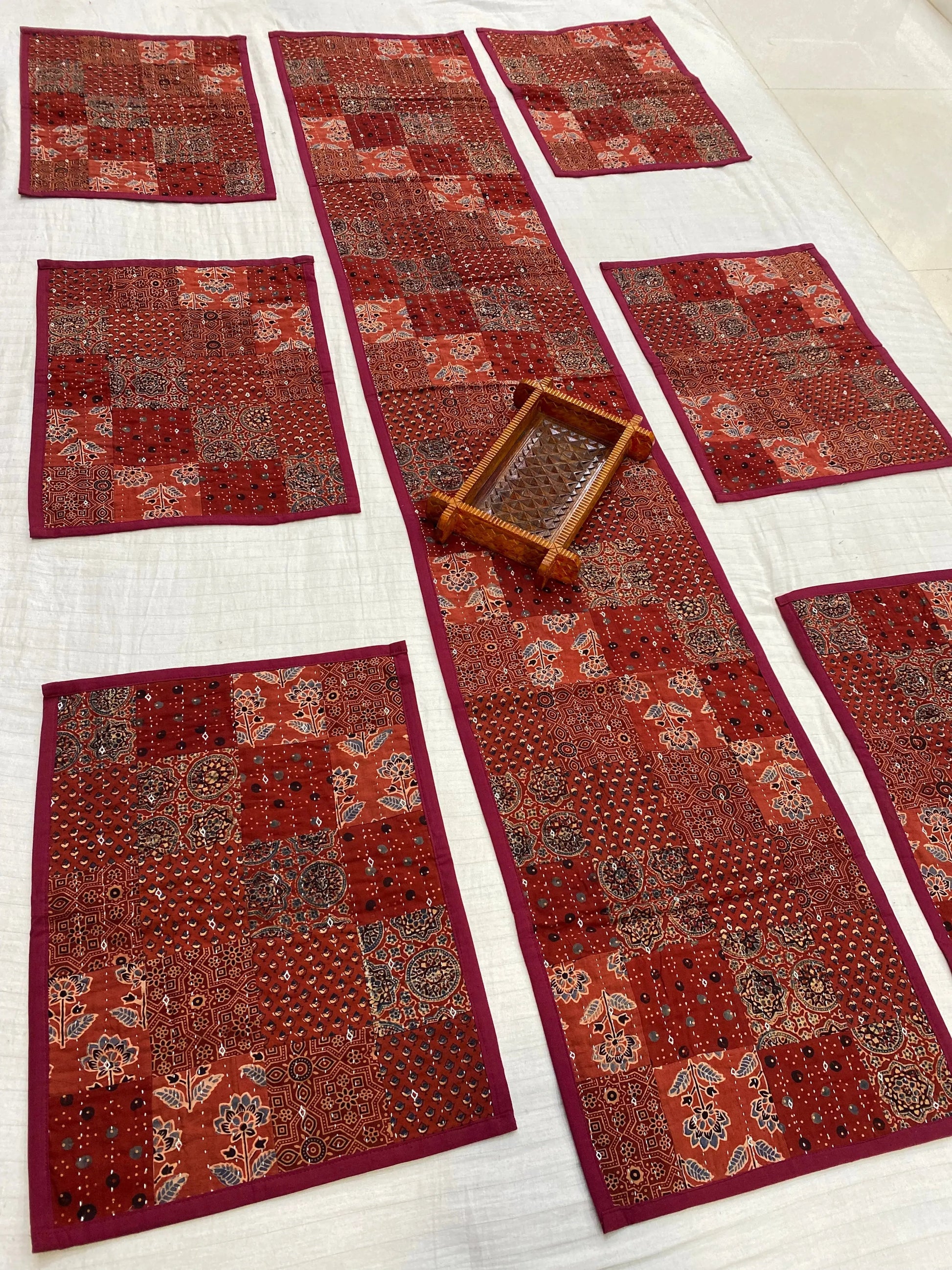 Ajarakh Patchwork Dining Runner Set RAKHIYO