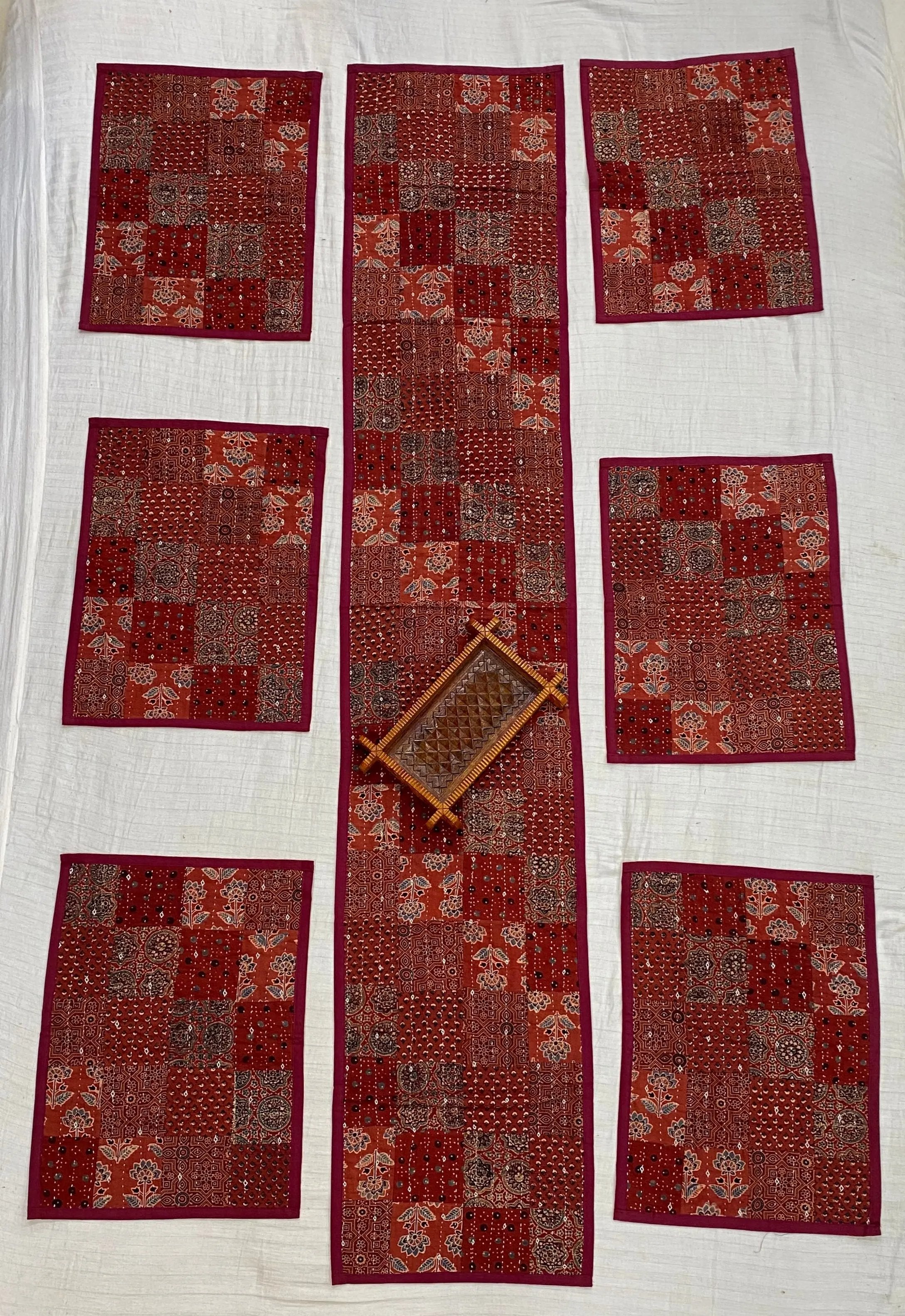 Ajarakh Patchwork Dining Runner Set RAKHIYO