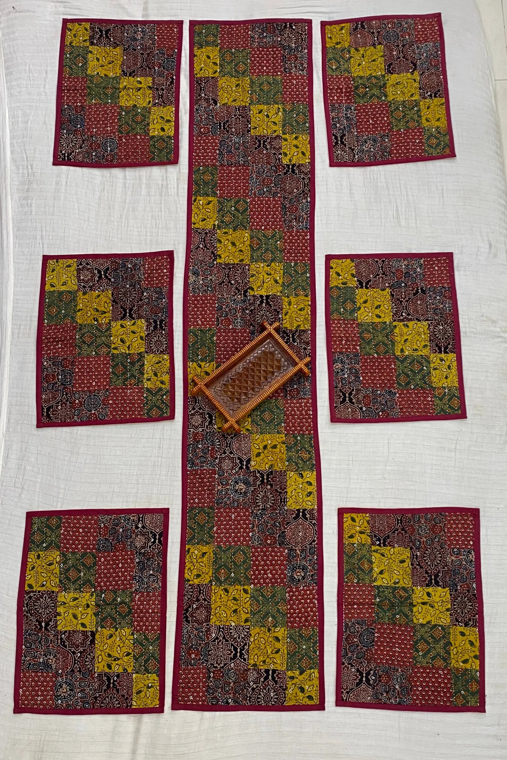 Ajarakh Patchwork Dining Runner Set RAKHIYO