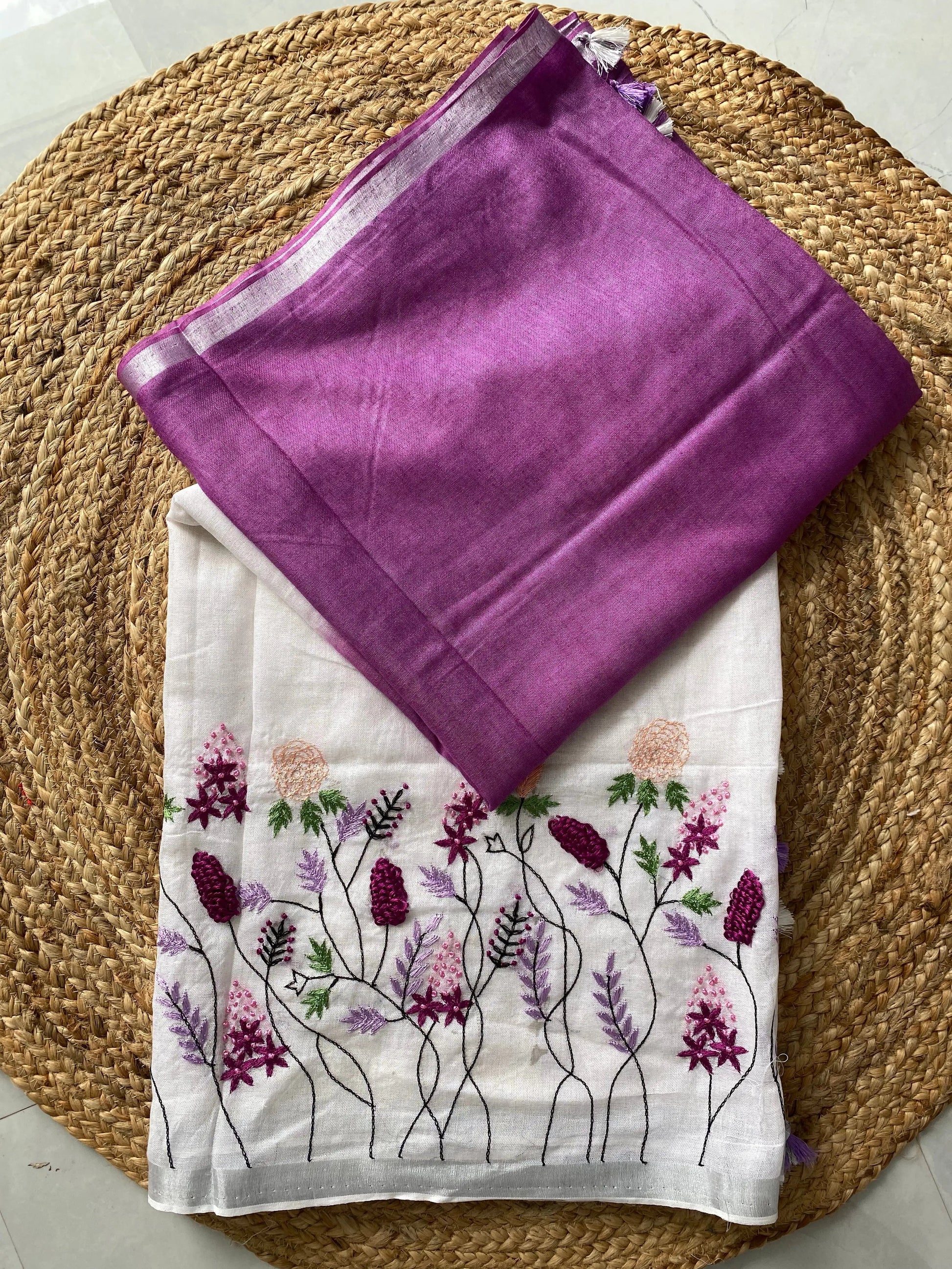 Linen Embroidered Saree RAKHIYO