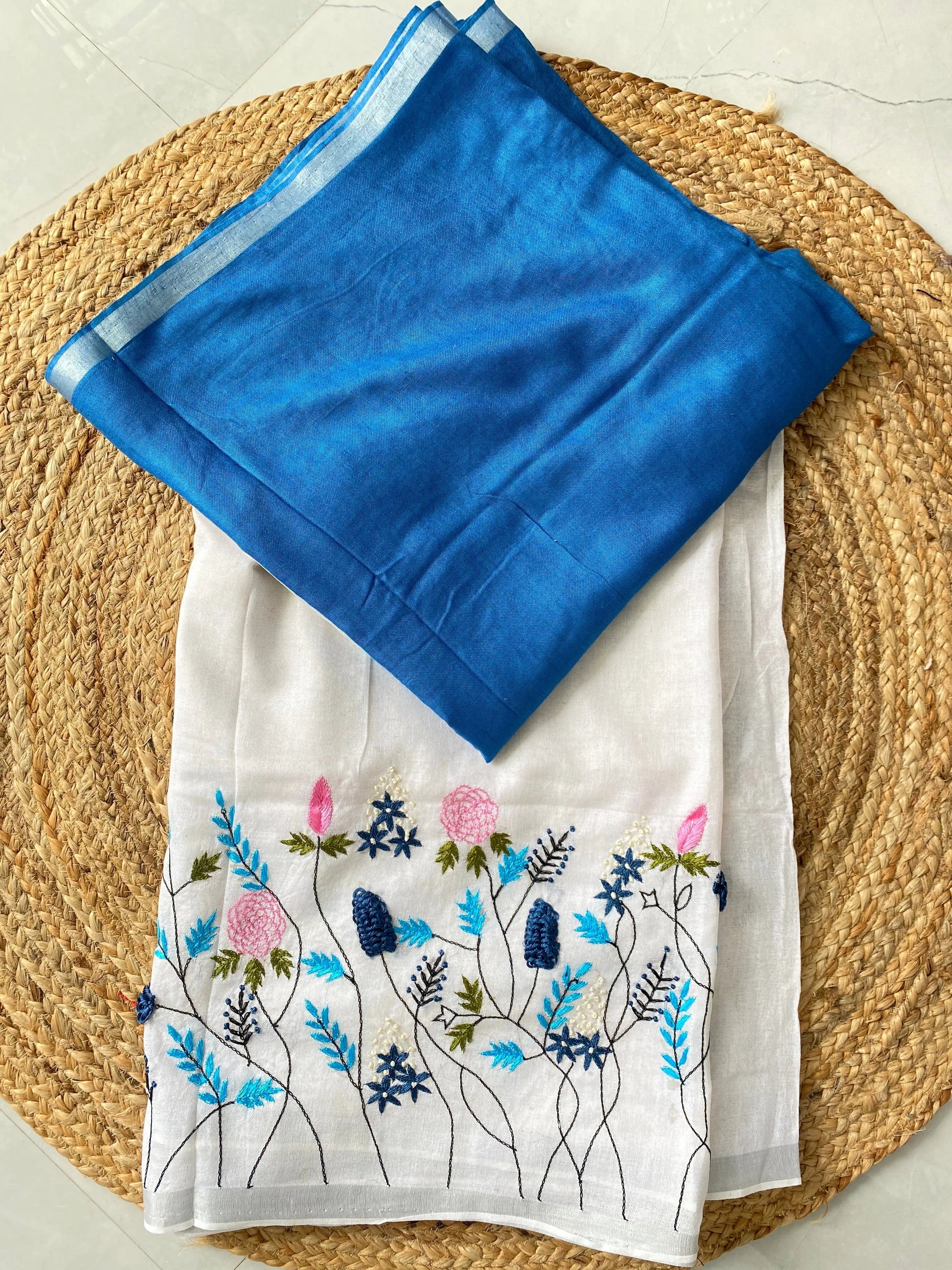 Linen Embroidered Saree RAKHIYO