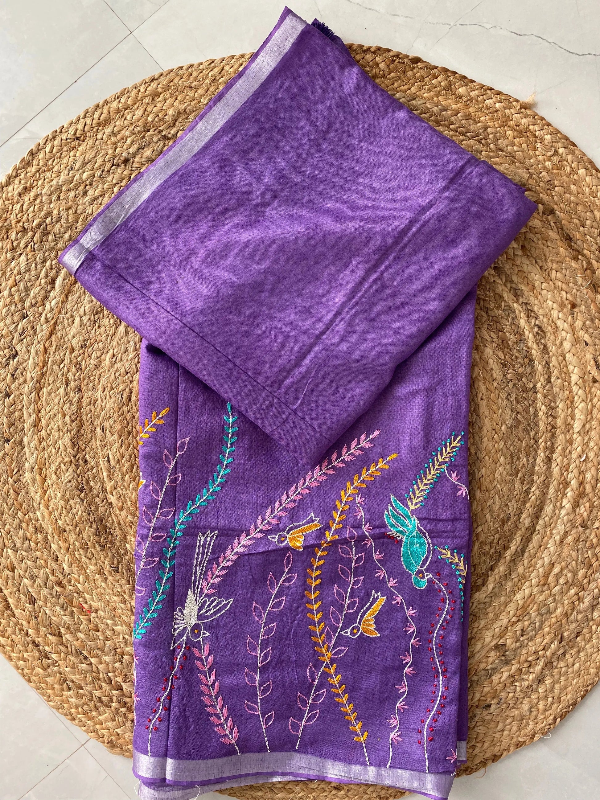Linen Embroidered Saree RAKHIYO