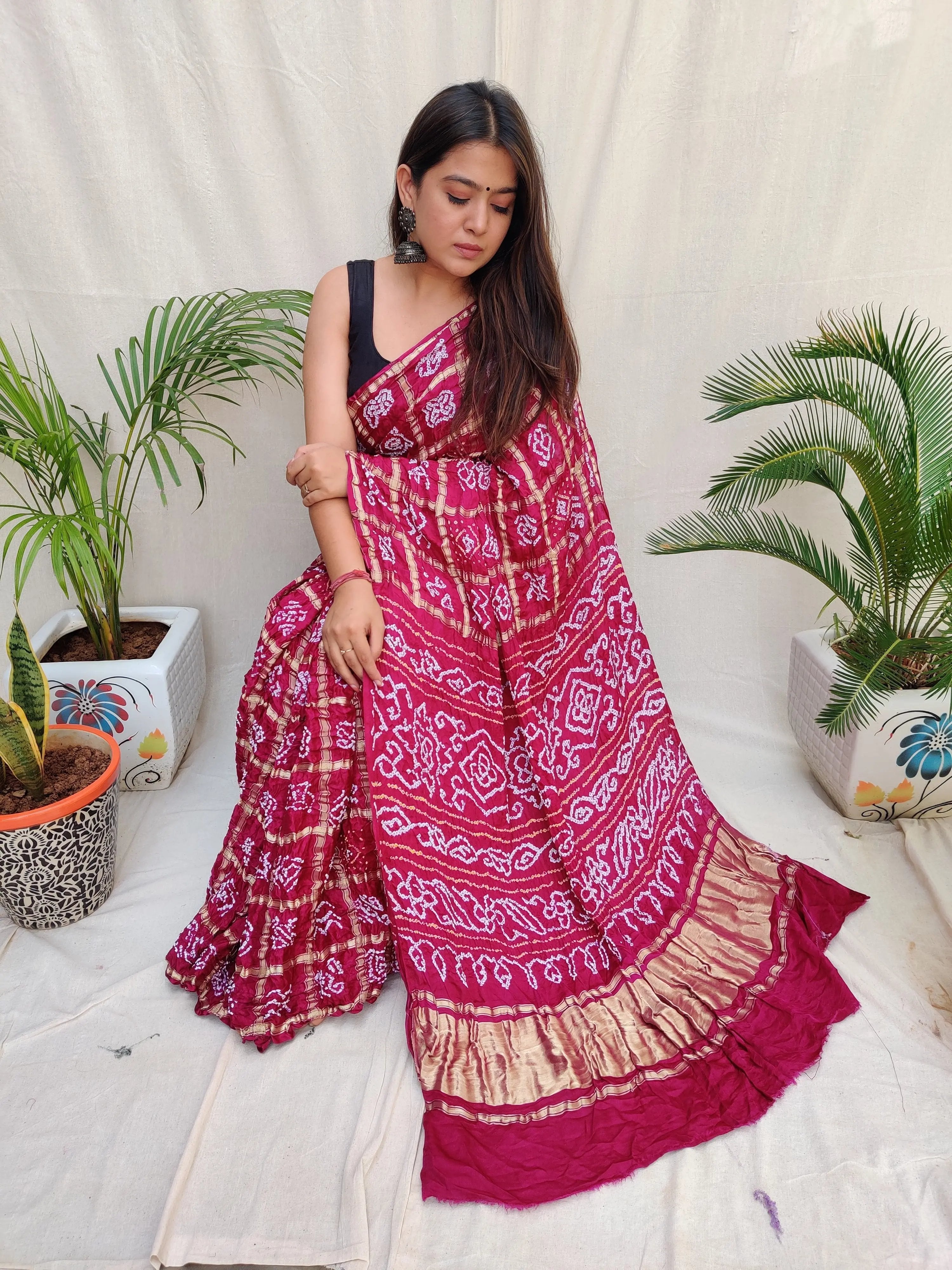 Rani Bandhej Garchola Gaji Silk Saree RAKHIYO