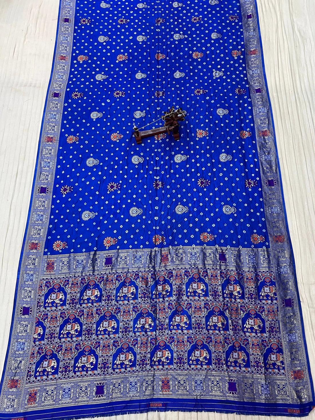 Royal Blue Patola-Bandhani Dupian Silk Saree RAKHIYO