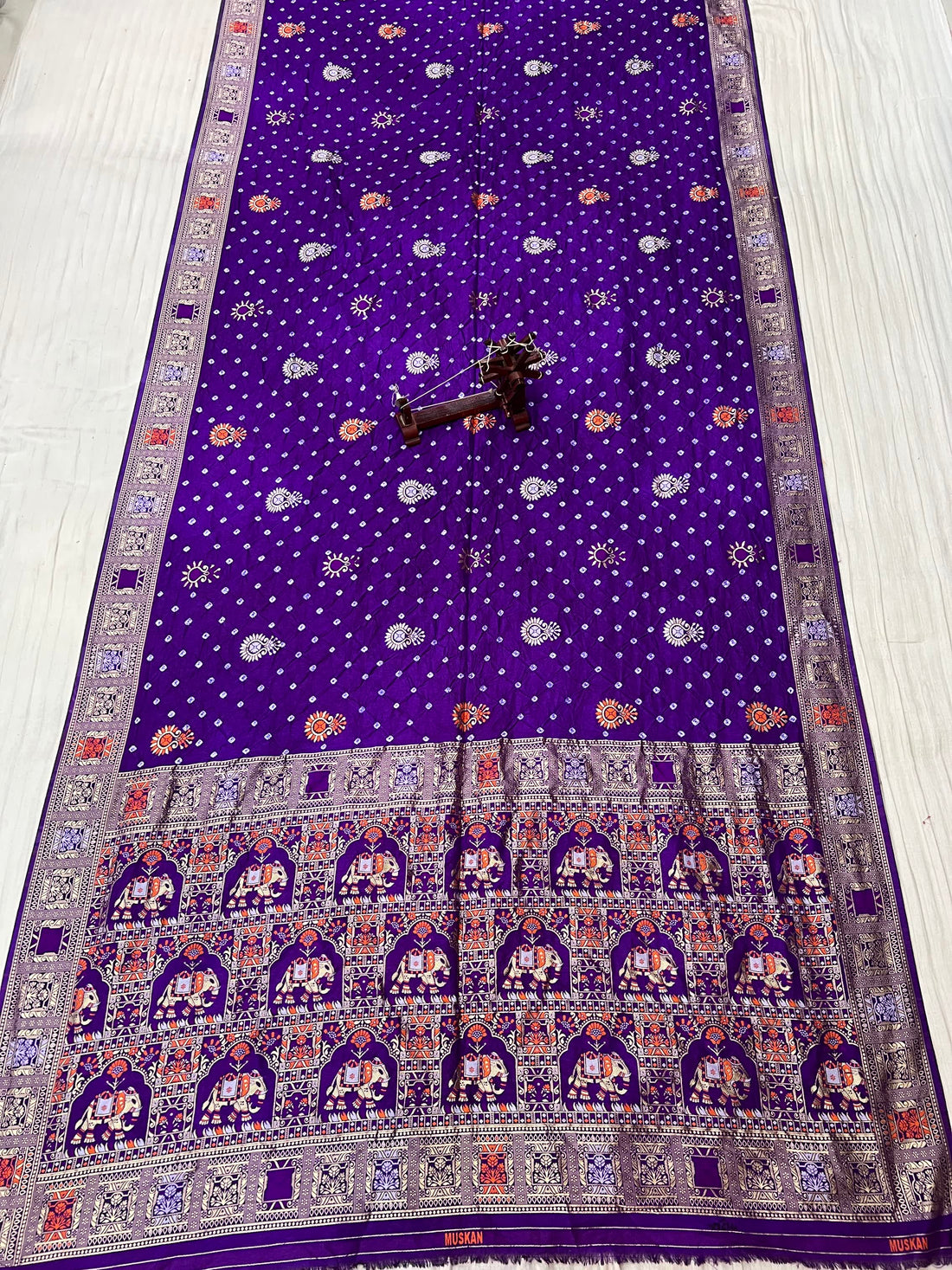 Magenta Patola-Bandhani Dupian Silk Saree RAKHIYO