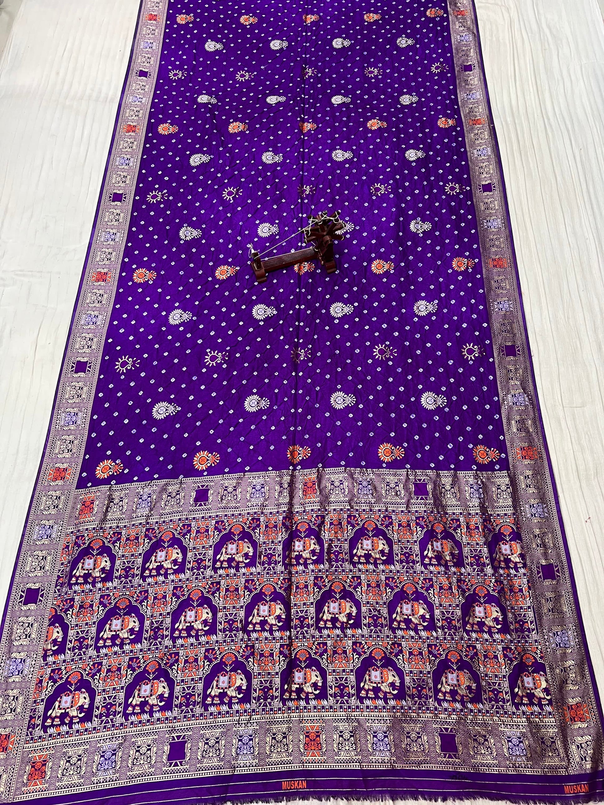 Magenta Patola-Bandhani Dupian Silk Saree RAKHIYO