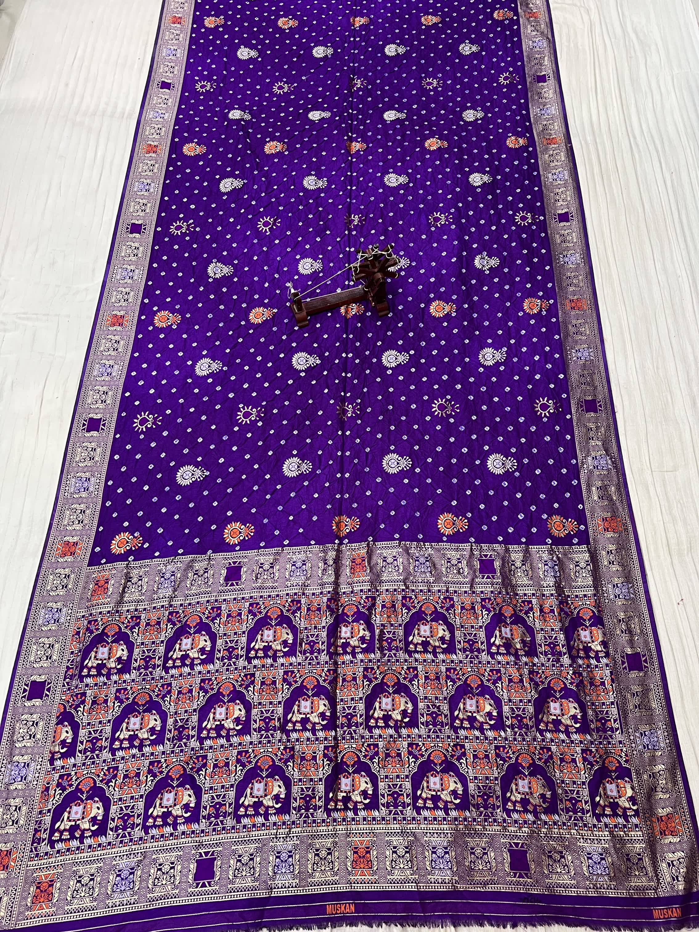 Magenta Patola-Bandhani Dupian Silk Saree RAKHIYO