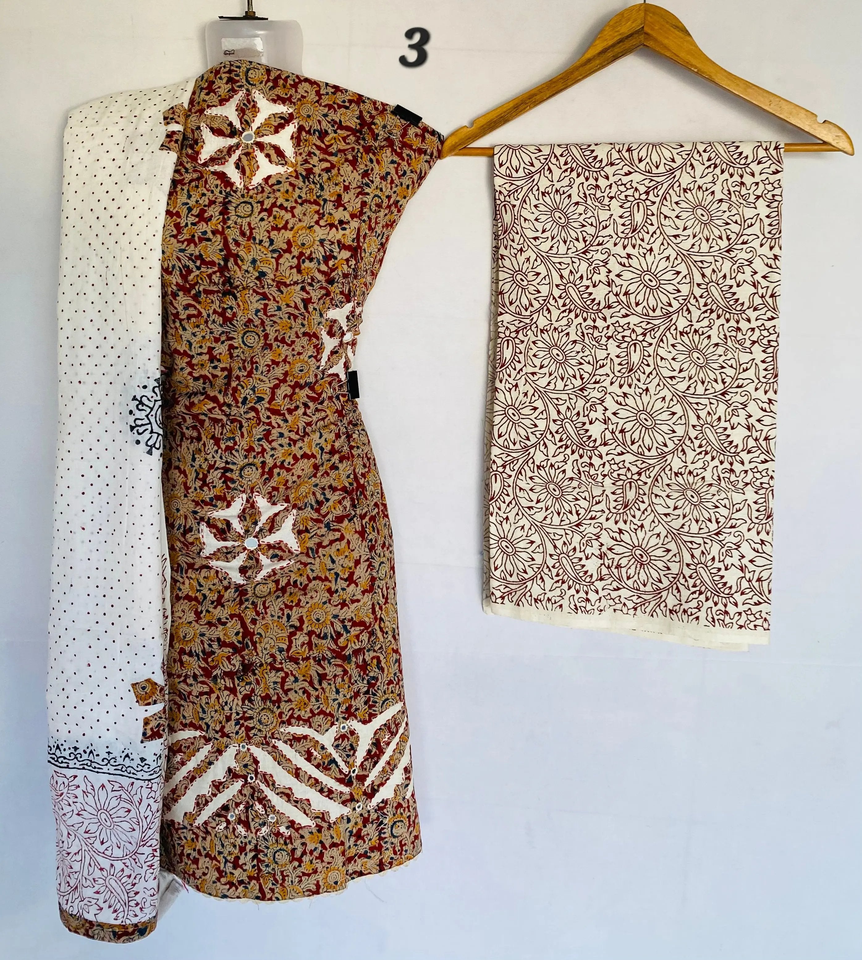 Applique Work Kalamkari Cotton Suit Material RAKHIYO