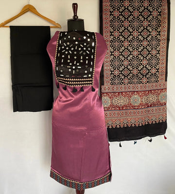 Light Purple Mashroo Mirror Yock Suit Material RAKHIYO