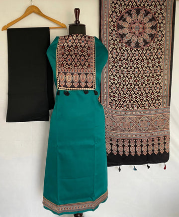 Ajarakh Yock Cotton Satin/Mashroo Suit Material RAKHIYO