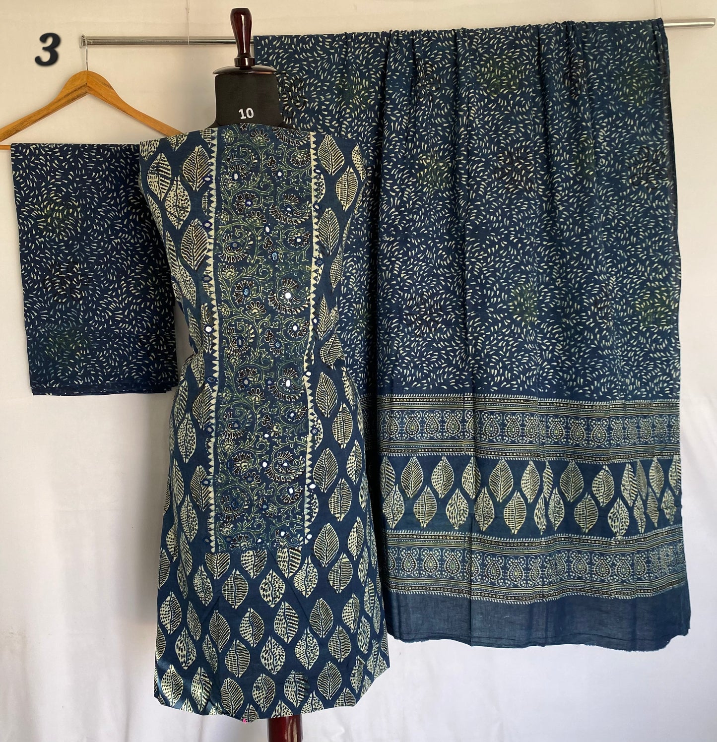 Ajarakh Cotton Natural Dye Mirror Suit Material