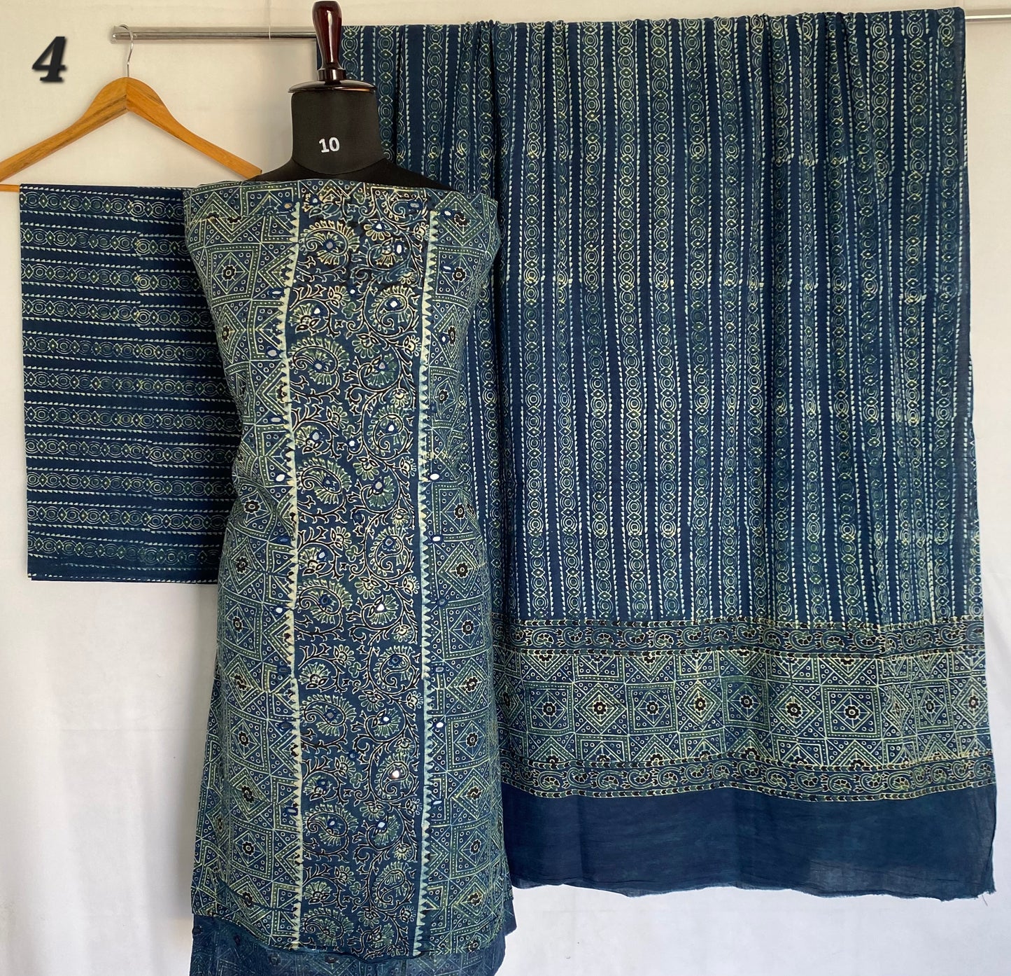 Ajarakh Cotton Natural Dye Mirror Suit Material