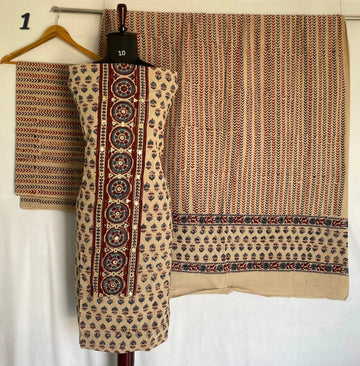 Ajarakh Cotton Natural Dye Mirror Suit Material RAKHIYO