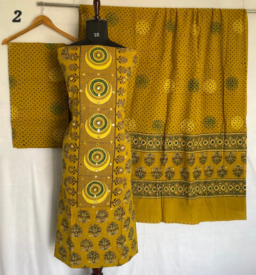 Ajarakh Cotton Natural Dye Mirror Suit Material RAKHIYO