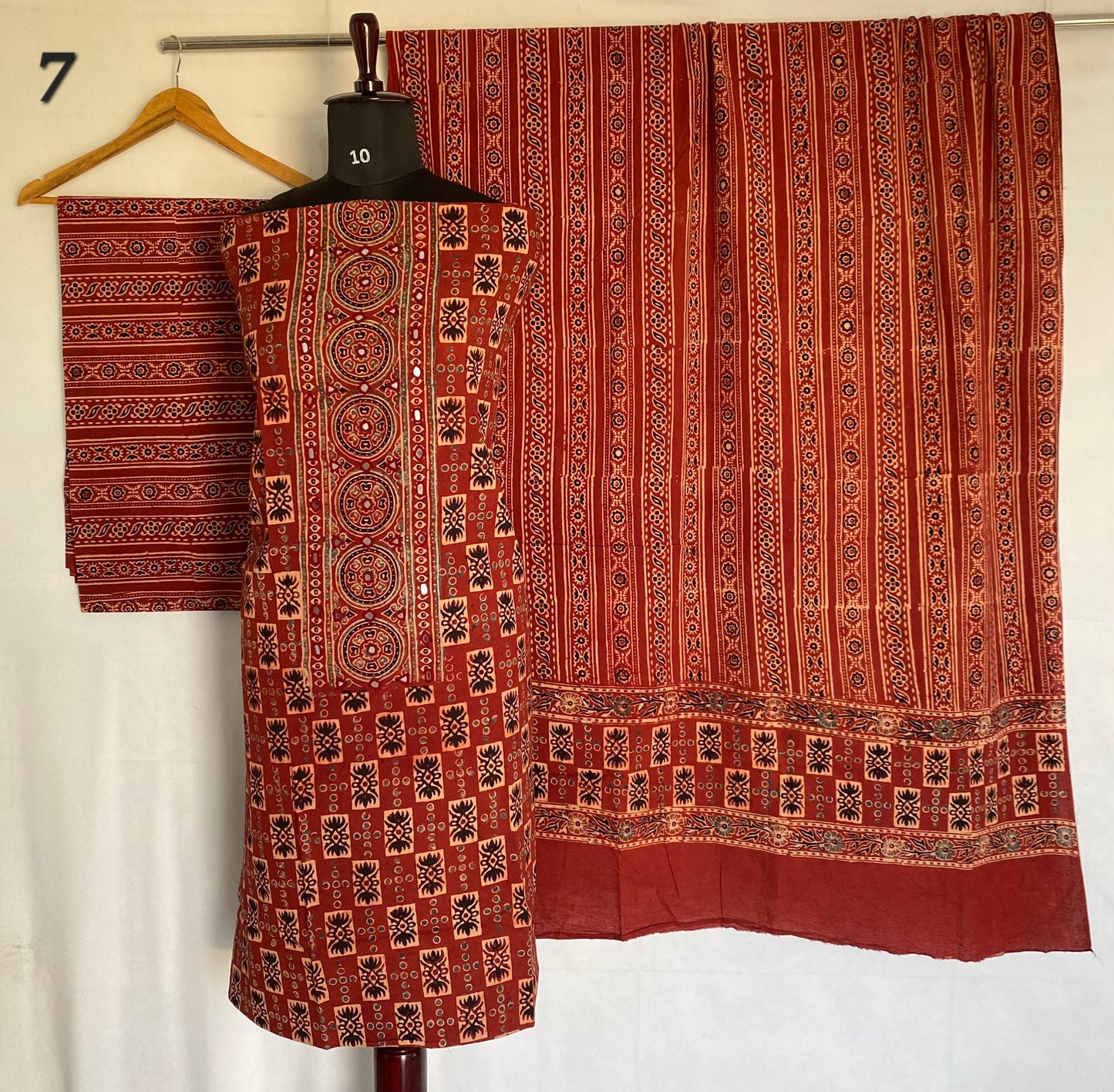 Ajarakh Cotton Natural Dye Mirror Suit Material