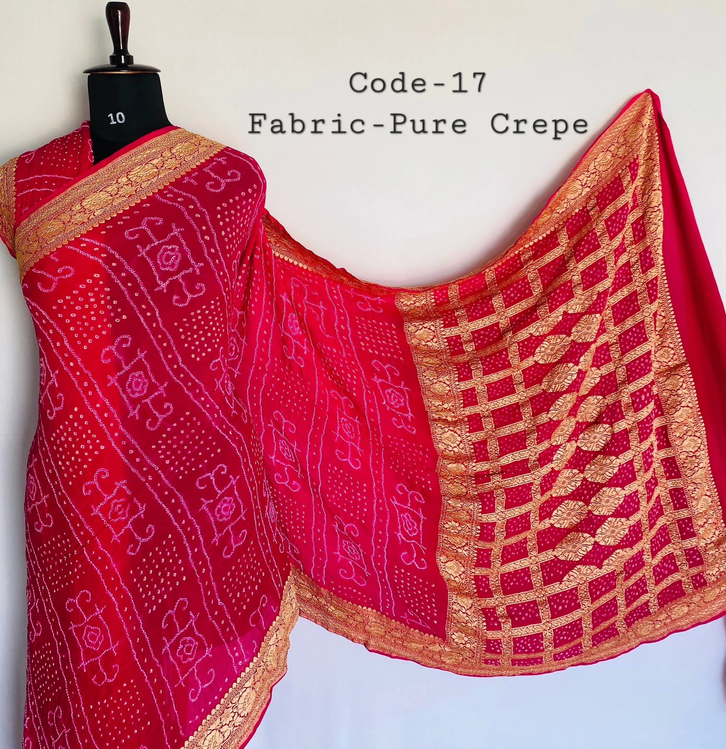 Premium Pure Crepe Bandhej Saree RAKHIYO