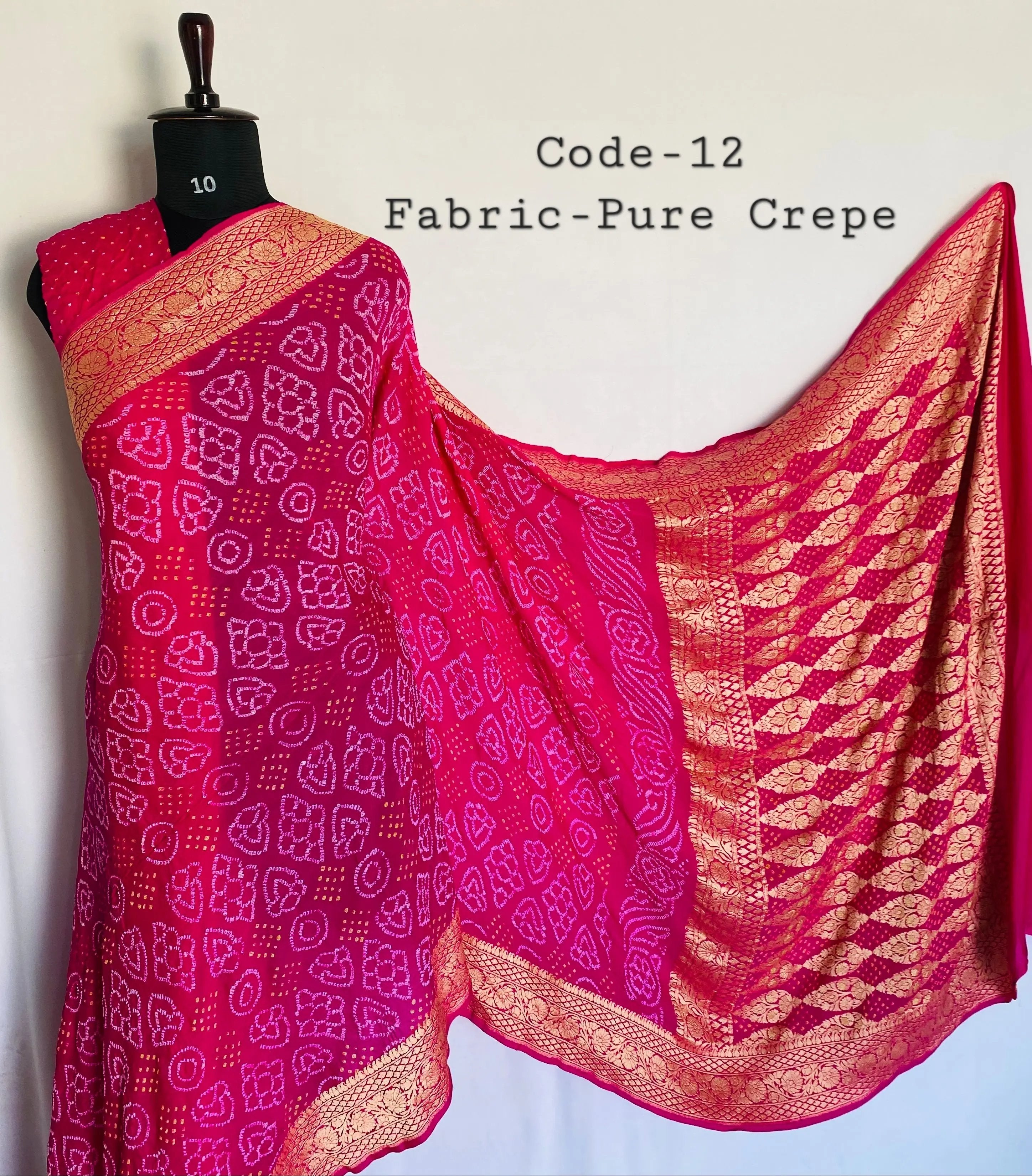 Premium Pure Crepe Bandhej Saree RAKHIYO