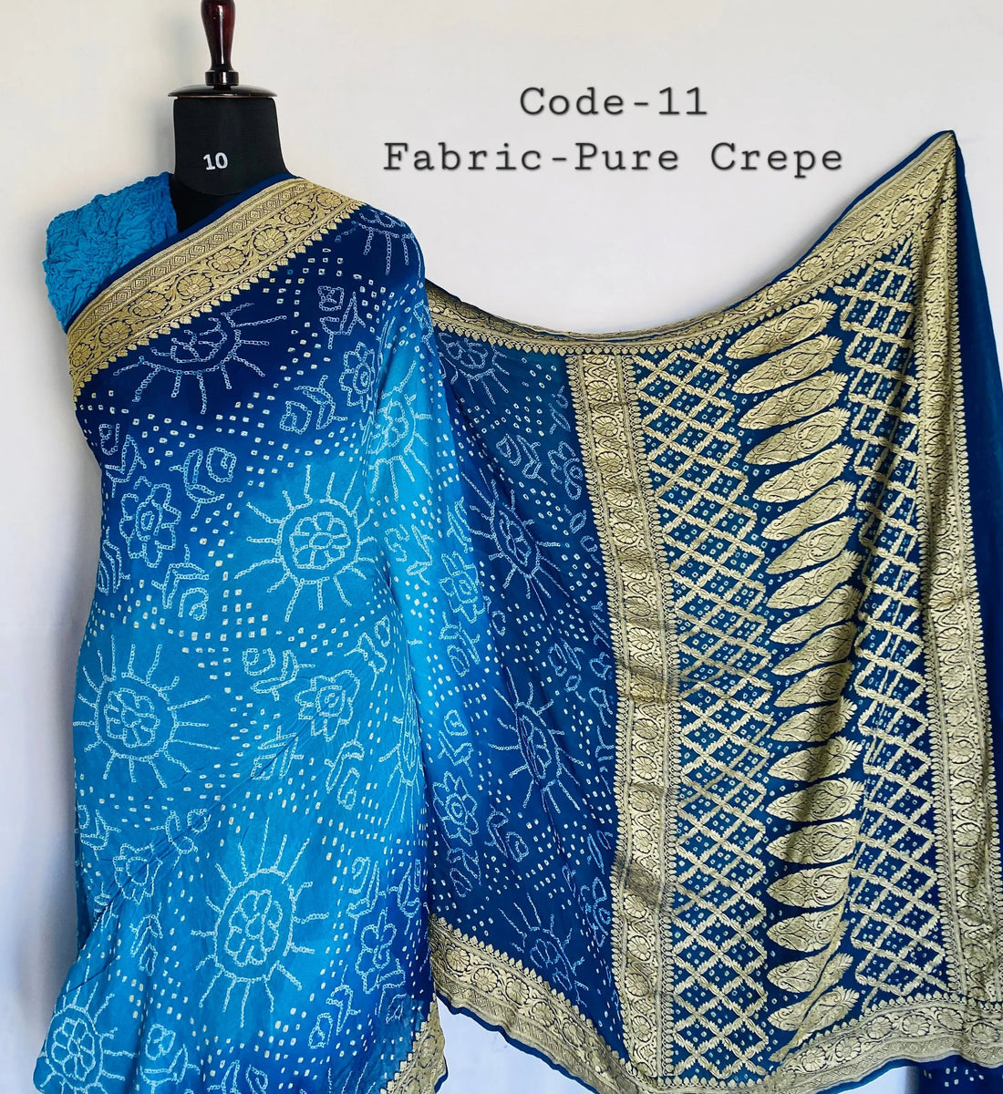 Premium Pure Crepe Bandhej Saree RAKHIYO