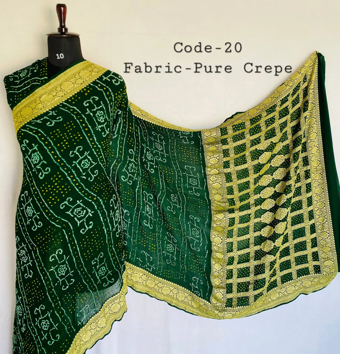 Premium Pure Crepe Bandhej Saree RAKHIYO