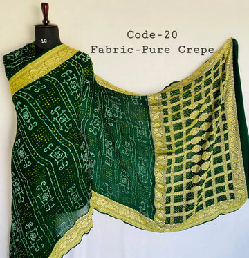 Premium Pure Crepe Bandhej Saree RAKHIYO