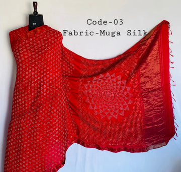 Premium Rai Bandhej Muga Silk Saree RAKHIYO