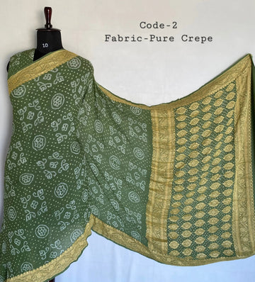 Premium Pure Crepe Bandhej Saree RAKHIYO