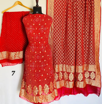 Banarasi-Bandhani Pure Georgett Suit Material RAKHIYO