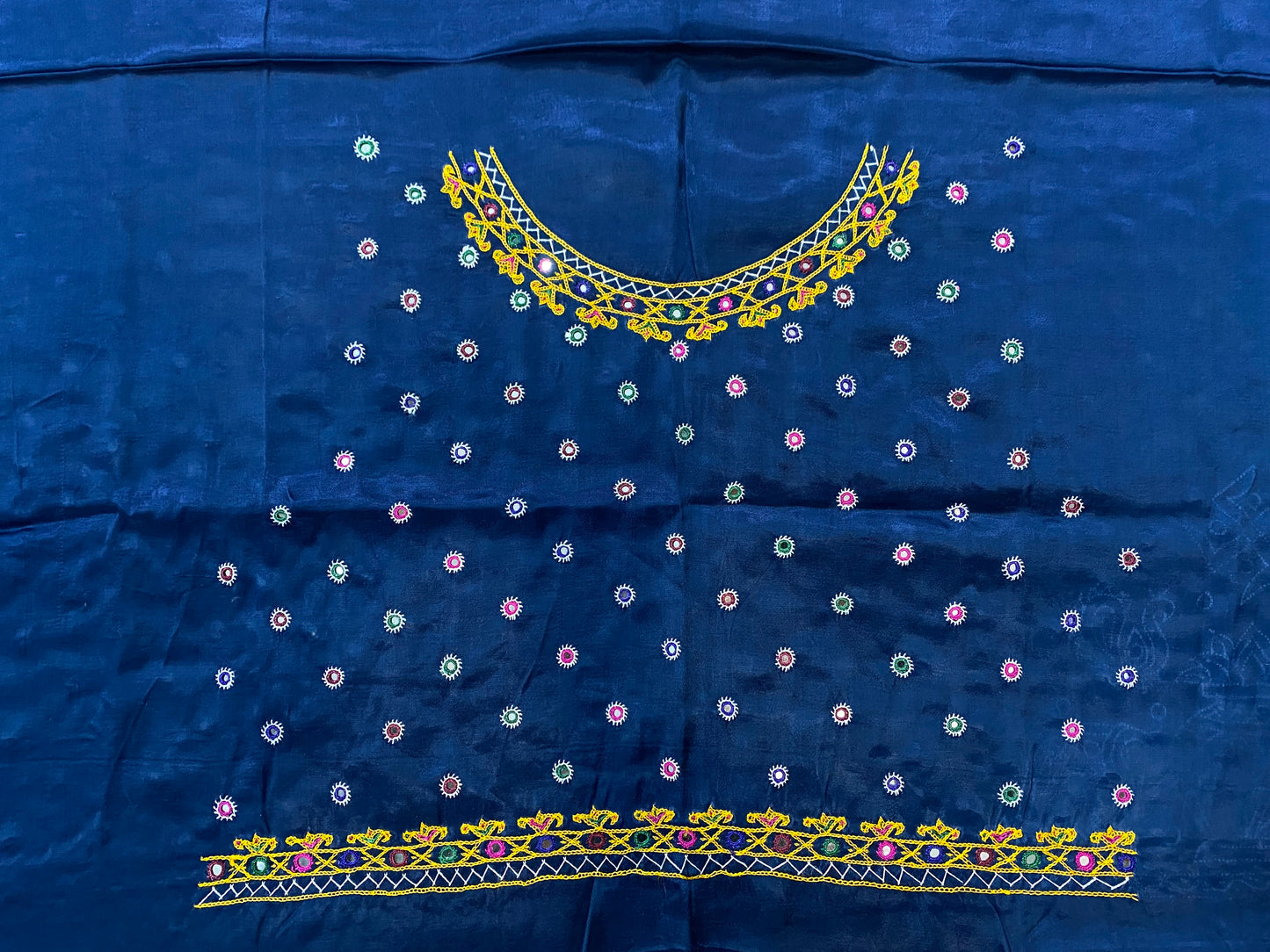 Kutch Embroidered Mashroo Silk Blouse Piece