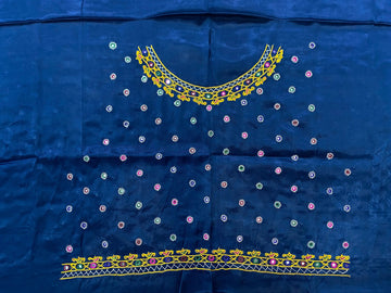 Kutch Embroidered Mashroo Silk Blouse Piece RAKHIYO