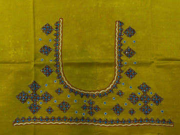 Mutva Kutch Embroidered Mashroo Silk Blouse Piece RAKHIYO