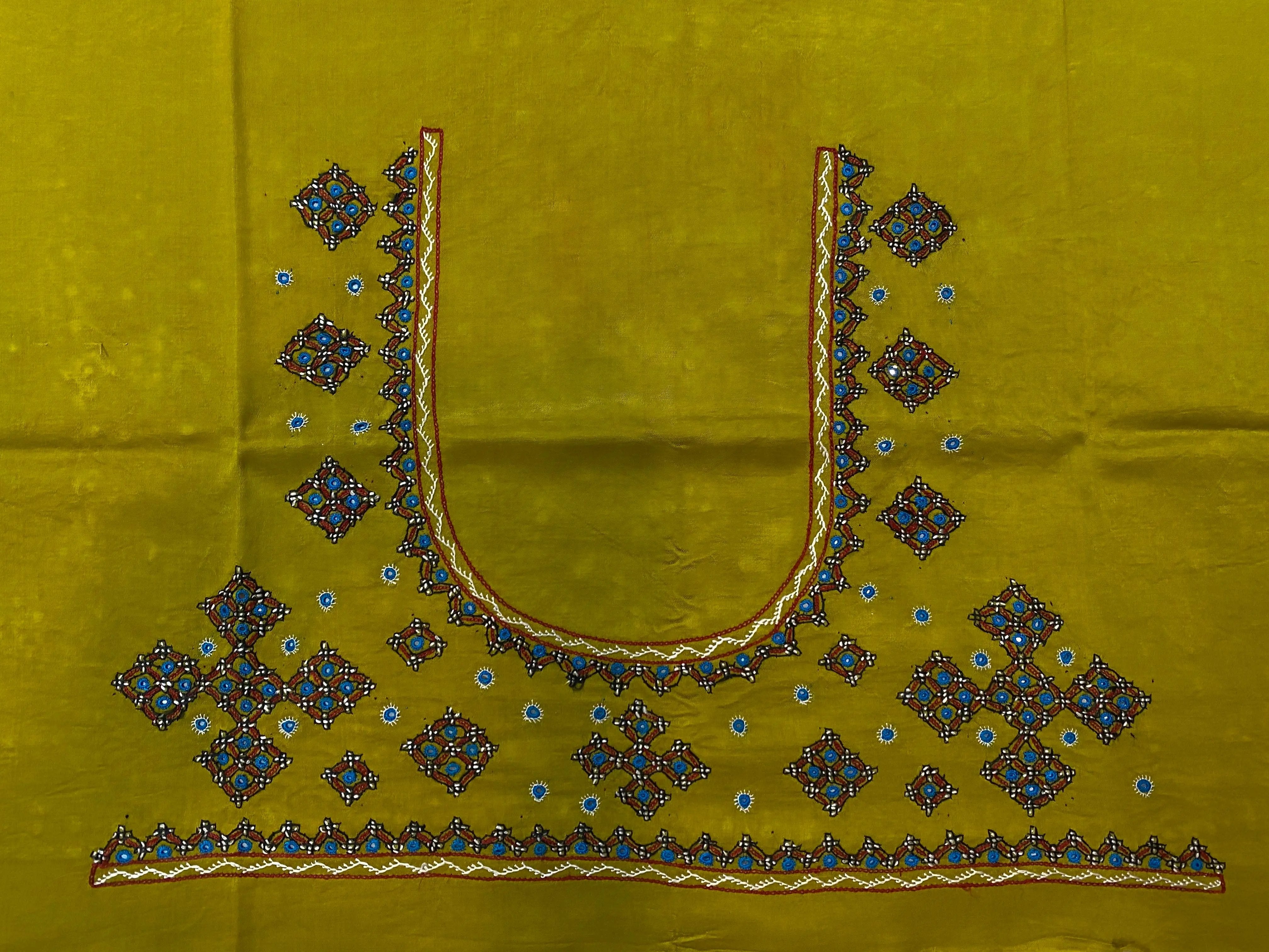 Mutva Kutch Embroidered Mashroo Silk Blouse Piece RAKHIYO