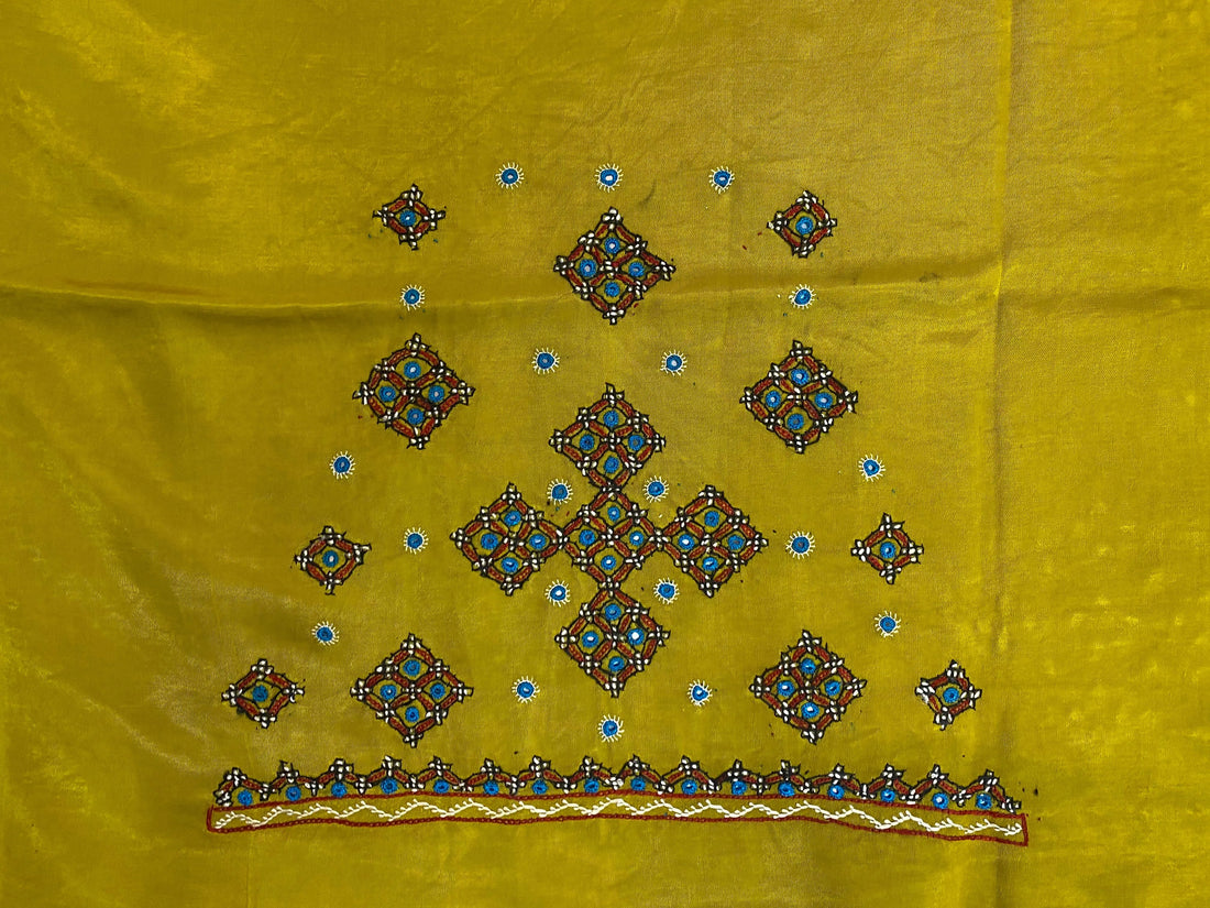 Mutva Kutch Embroidered Mashroo Silk Blouse Piece RAKHIYO
