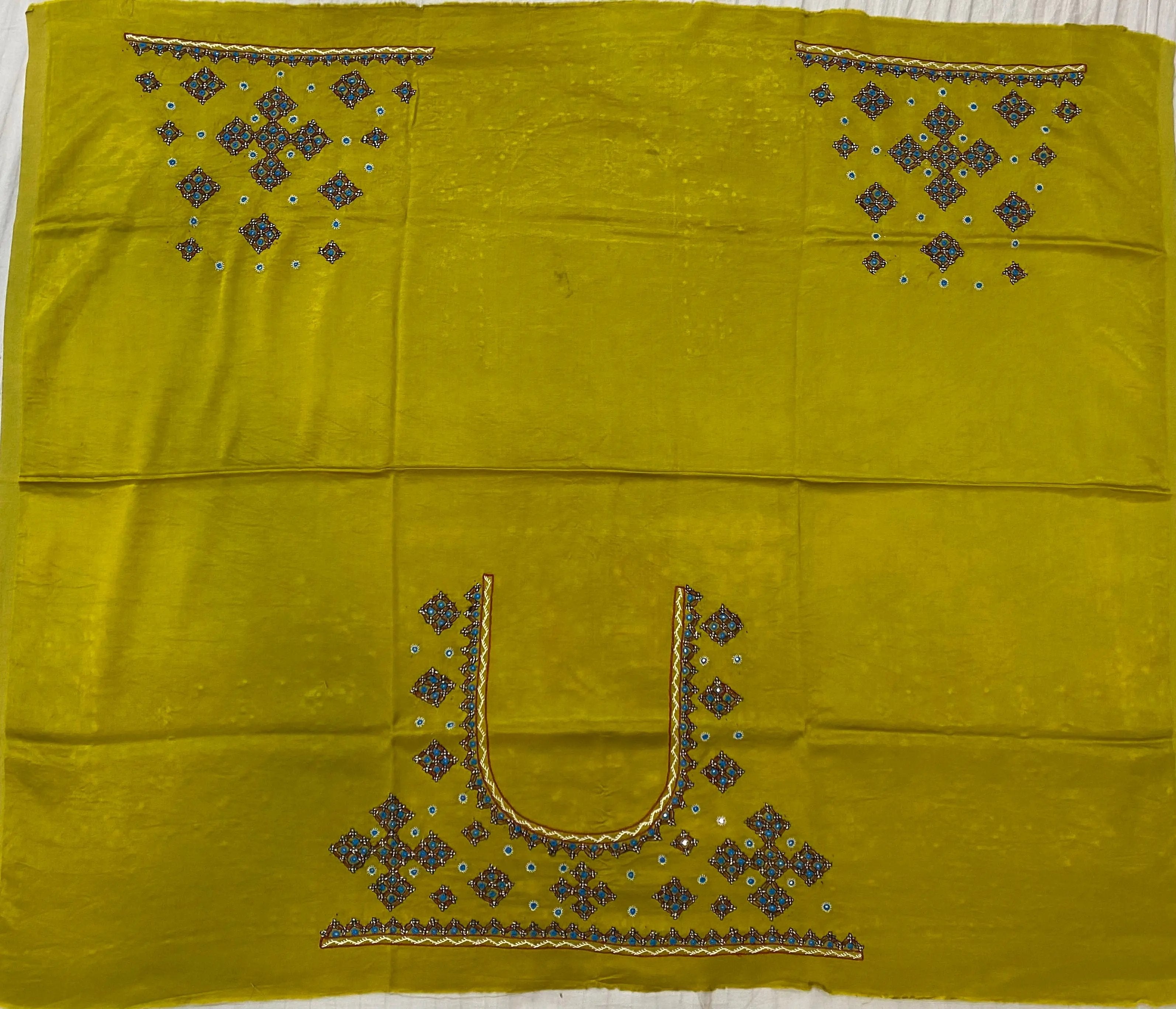 Mutva Kutch Embroidered Mashroo Silk Blouse Piece RAKHIYO