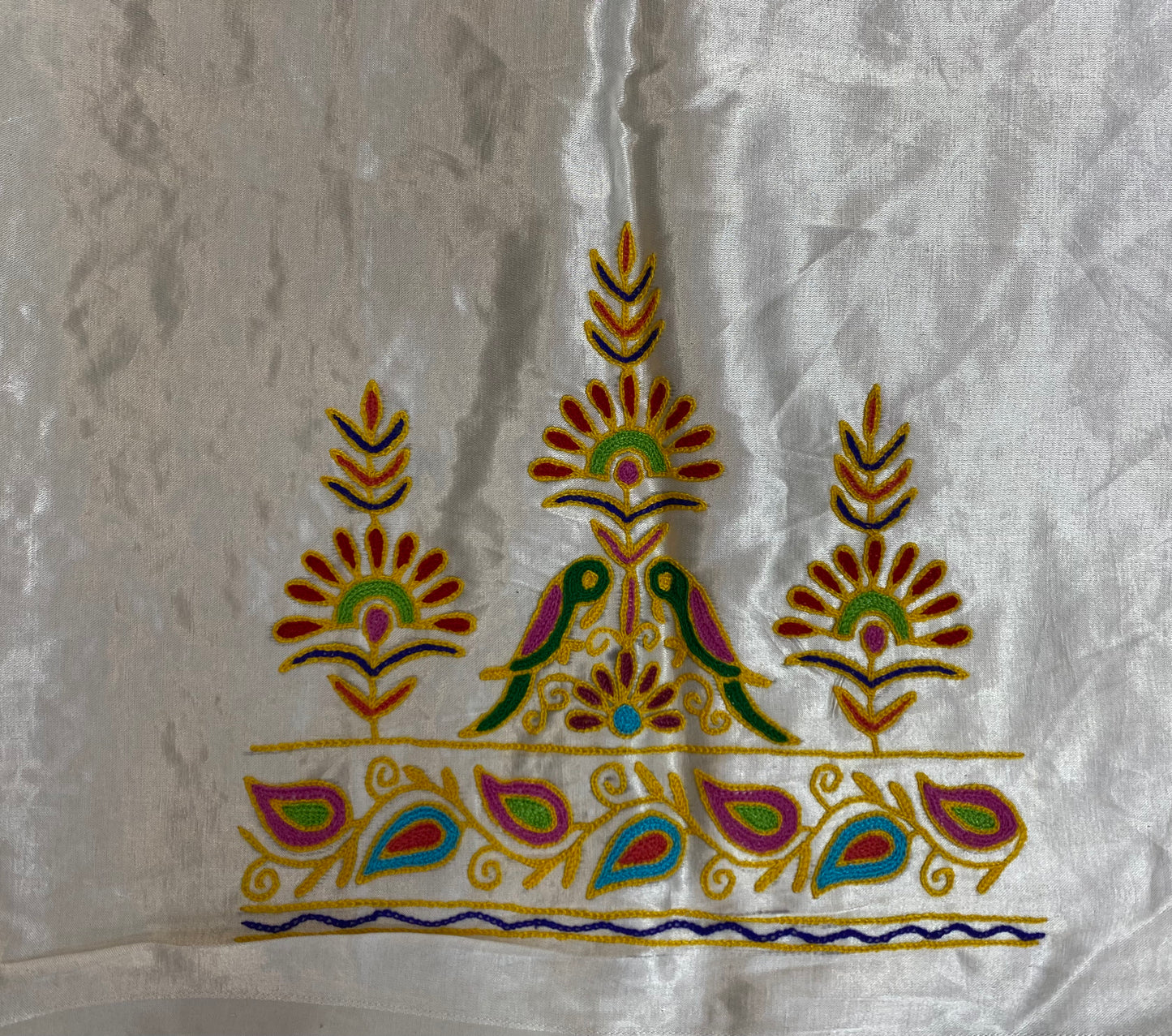 Aari Work Kutch Embroidered Mashroo Silk Blouse Piece