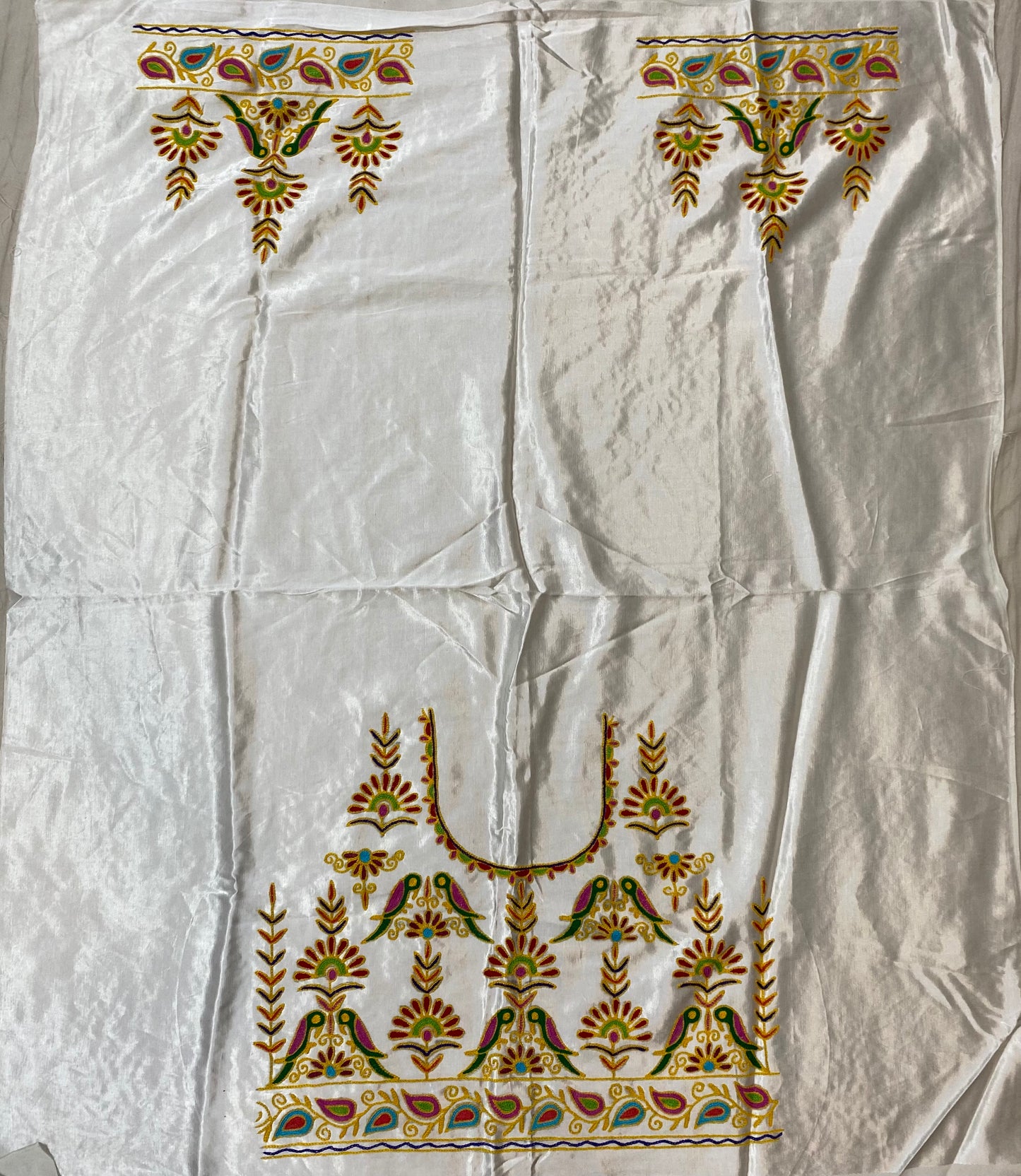 Aari Work Kutch Embroidered Mashroo Silk Blouse Piece