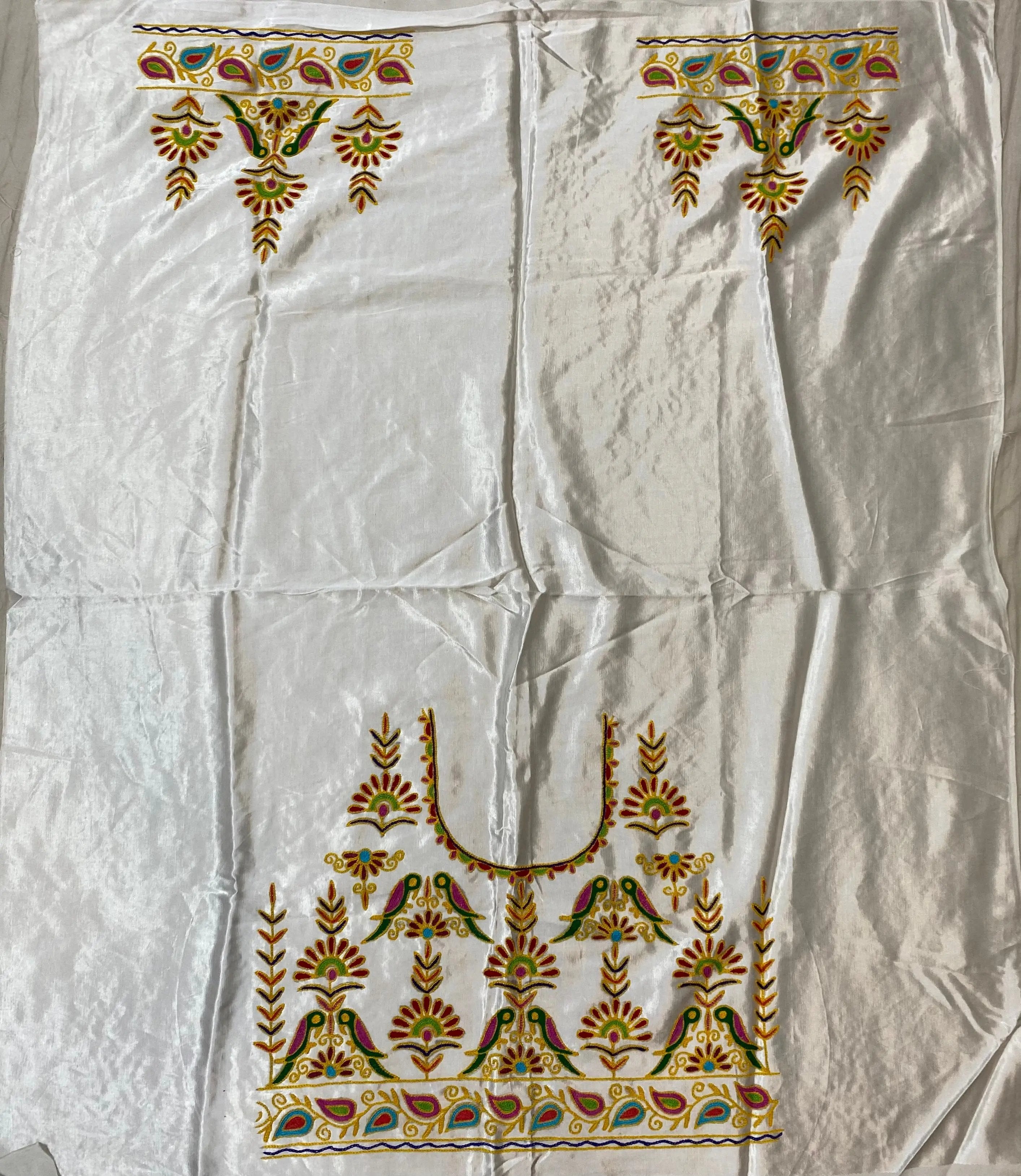 Aari Work Kutch Embroidered Mashroo Silk Blouse Piece RAKHIYO