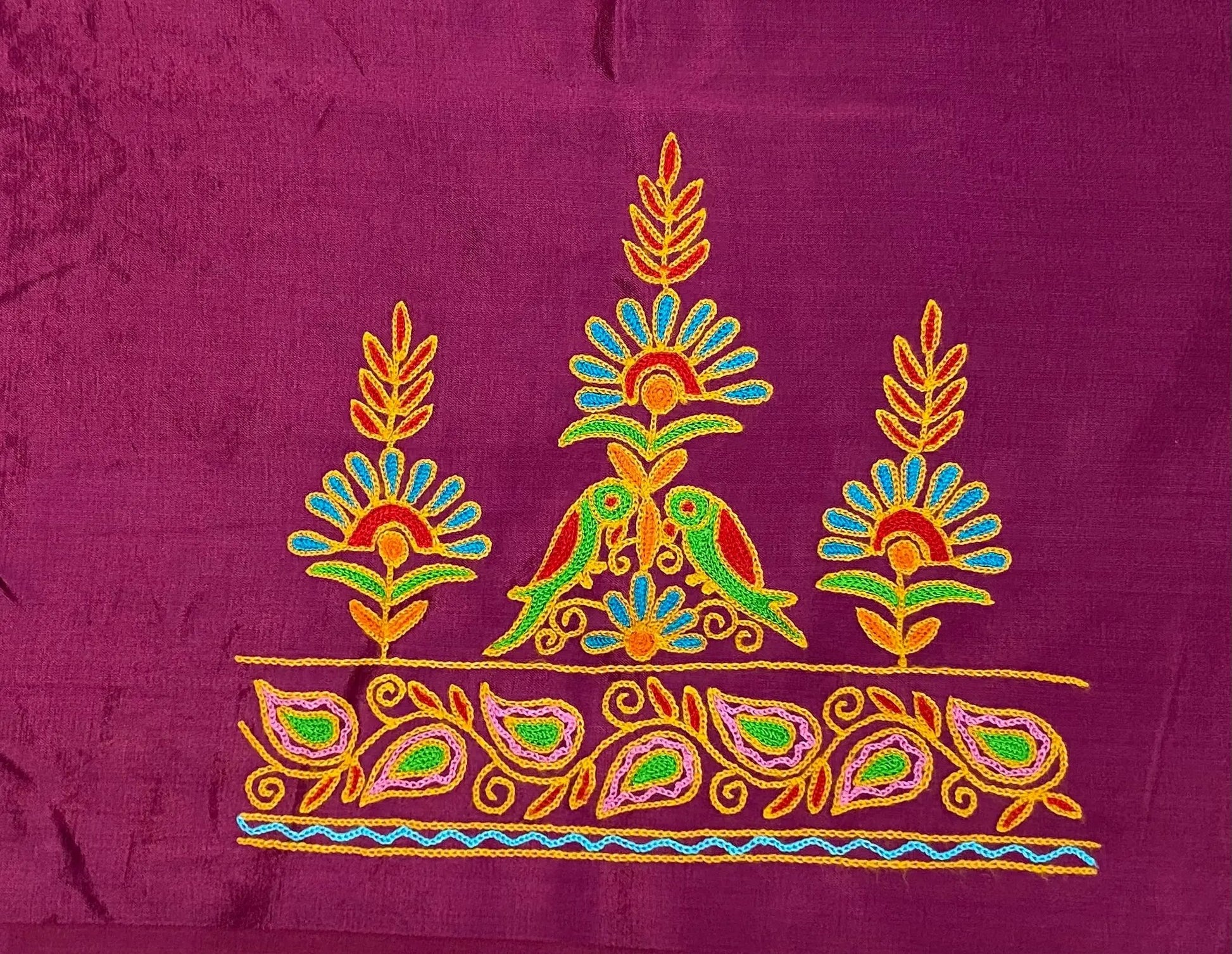 Aari Work Kutch Embroidered Mashroo Silk Blouse Piece RAKHIYO