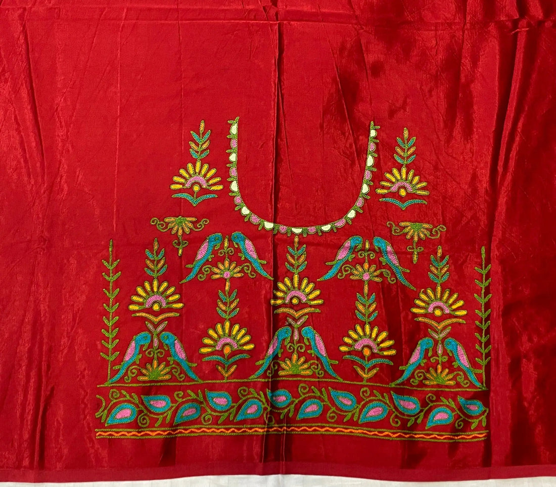 Aari Work Kutch Embroidered Mashroo Silk Blouse Piece RAKHIYO