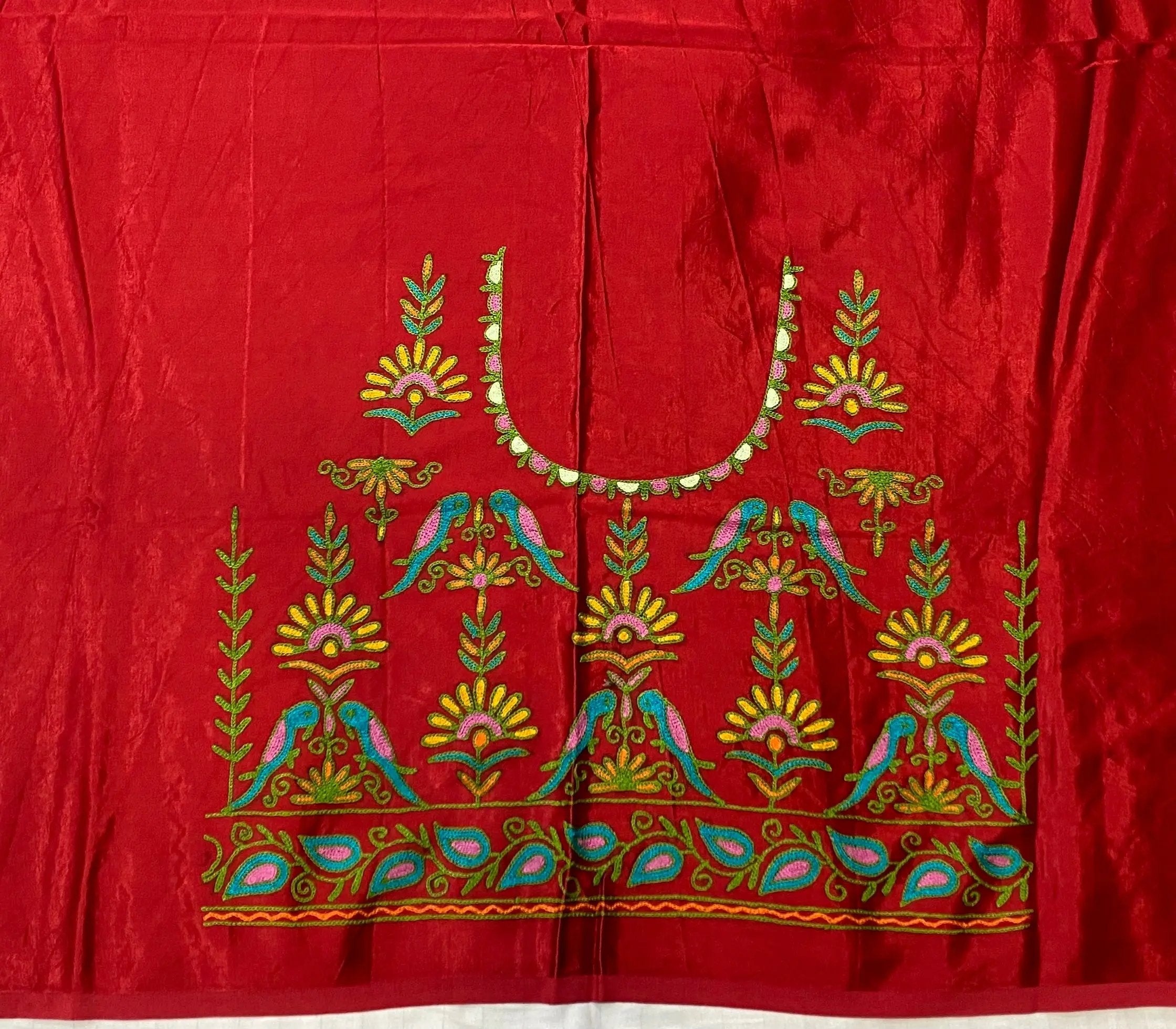 Aari Work Kutch Embroidered Mashroo Silk Blouse Piece RAKHIYO