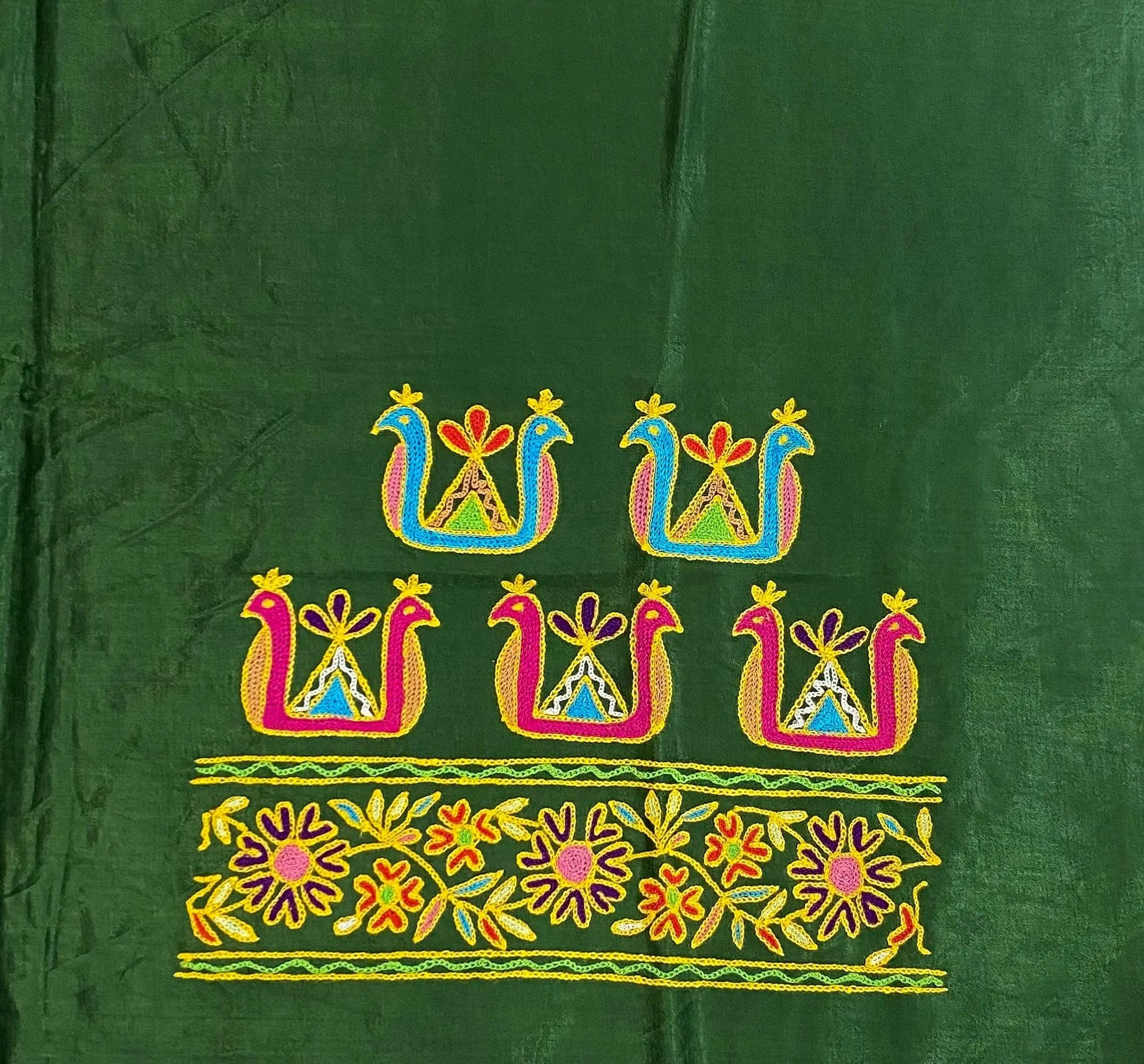 Aari Work Kutch Embroidered Mashroo Silk Blouse Piece RAKHIYO