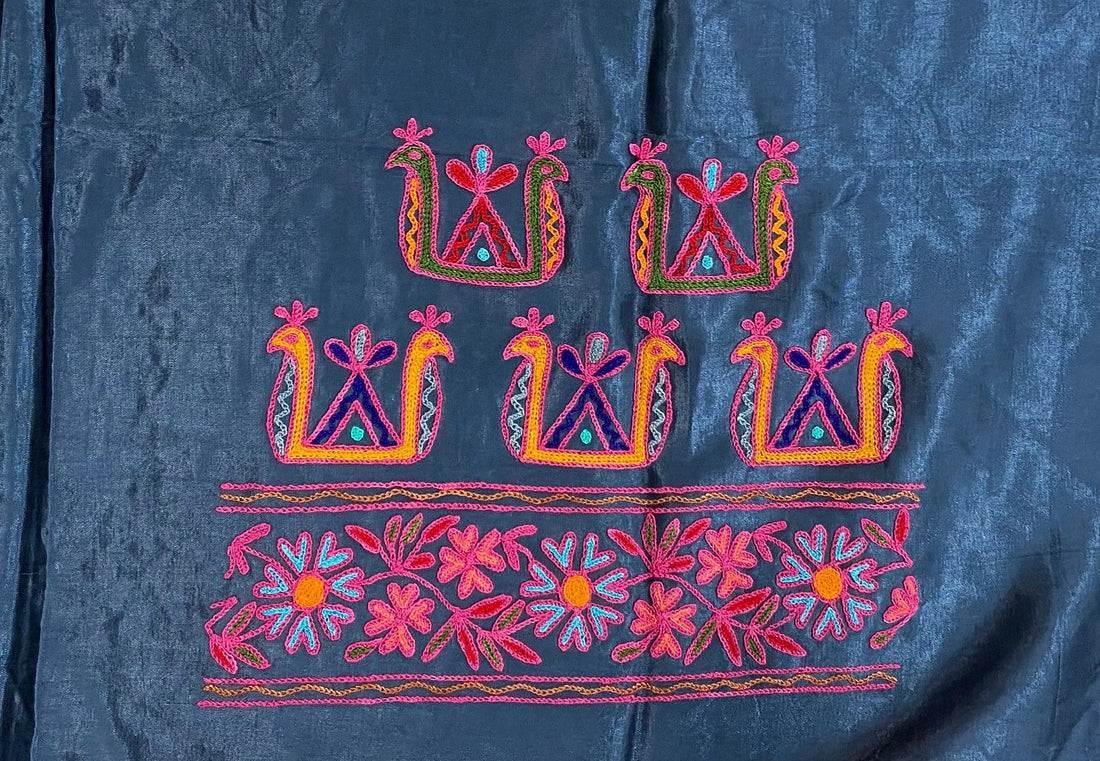 Aari Work Kutch Embroidered Mashroo Silk Blouse Piece RAKHIYO