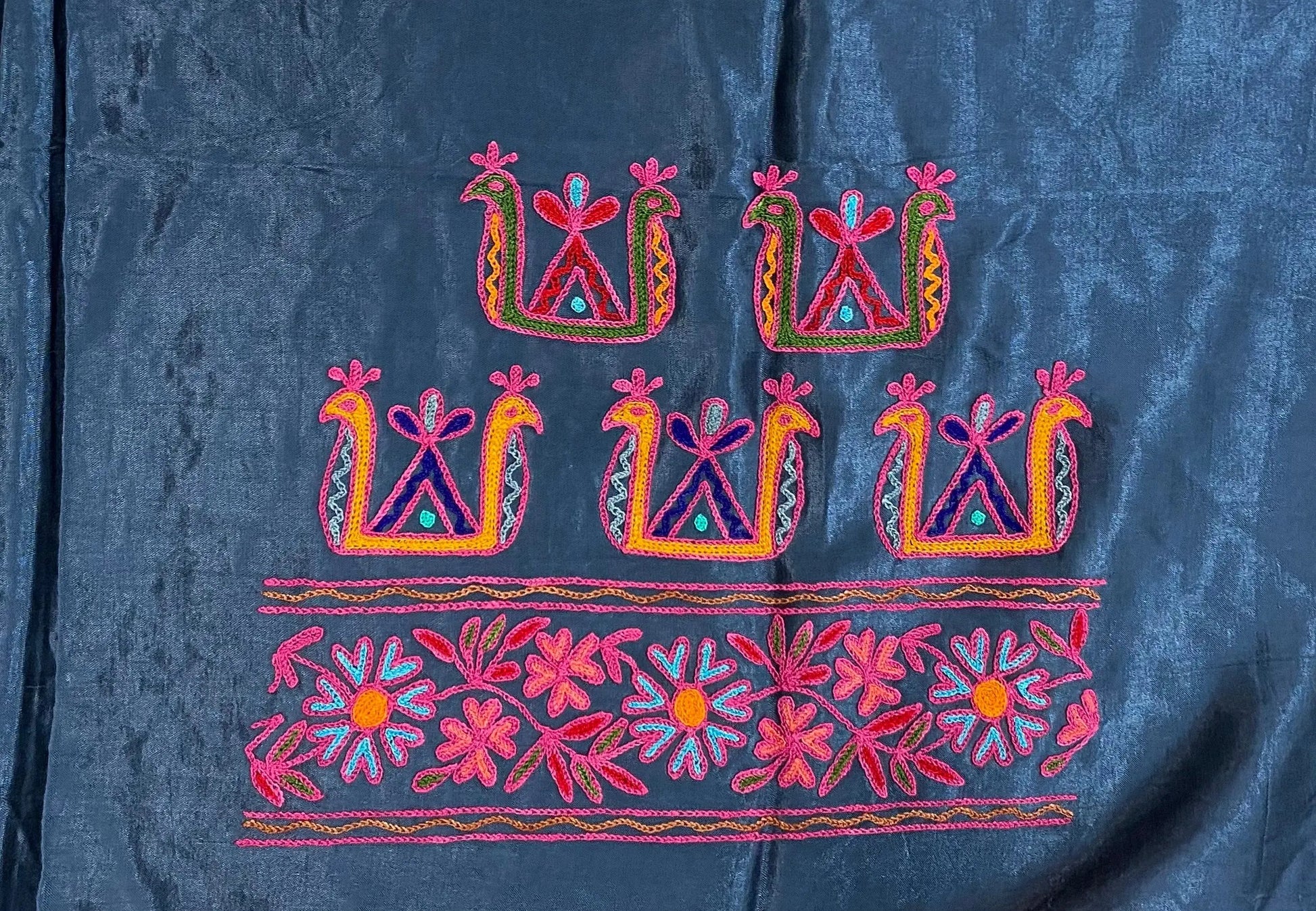 Aari Work Kutch Embroidered Mashroo Silk Blouse Piece RAKHIYO