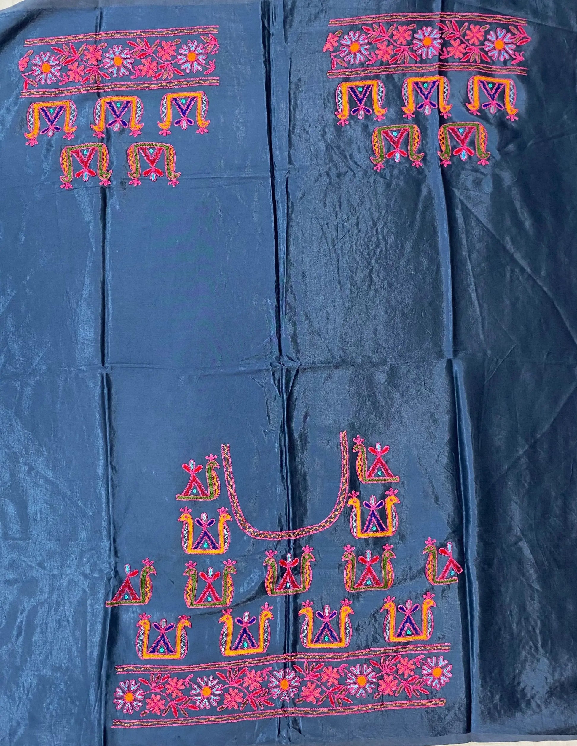 Aari Work Kutch Embroidered Mashroo Silk Blouse Piece RAKHIYO