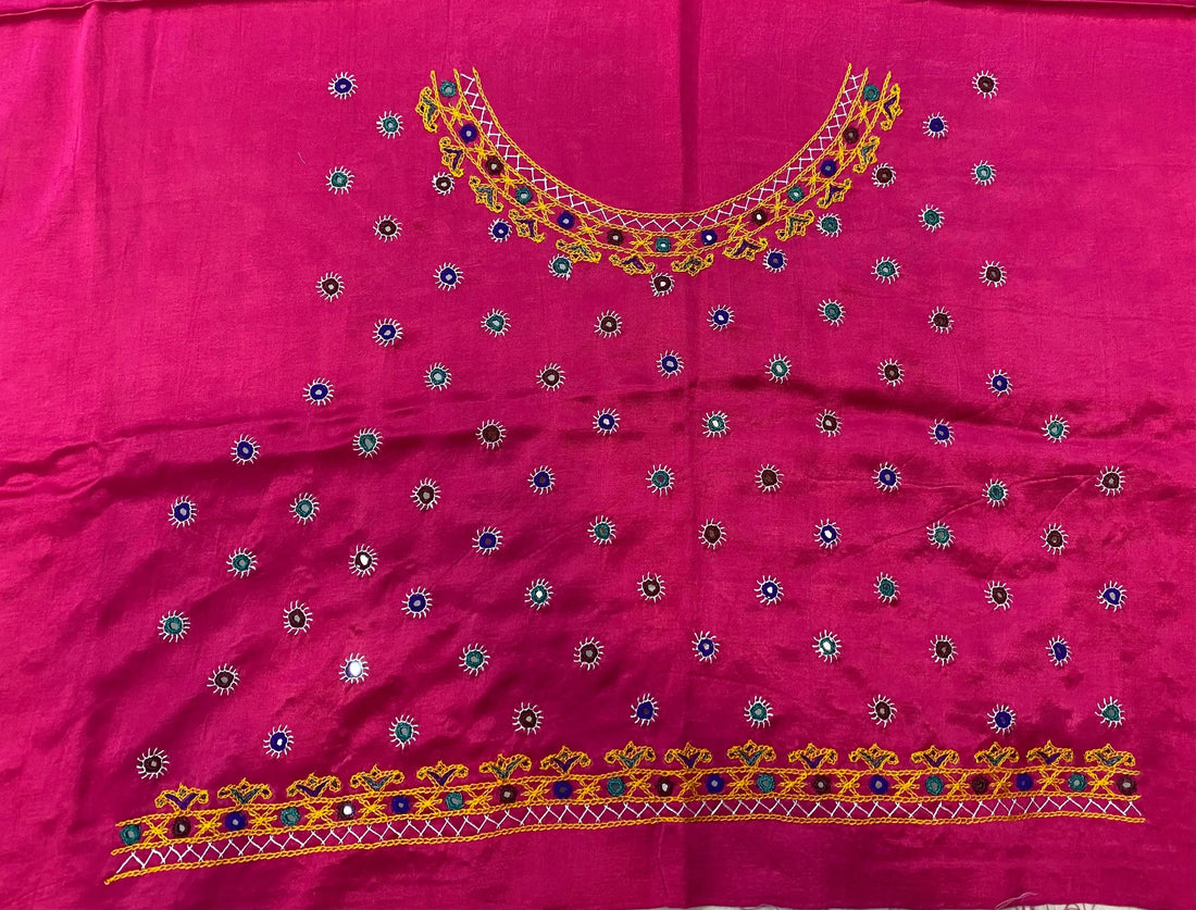 Kutch Embroidered Mashroo Silk Blouse Piece RAKHIYO
