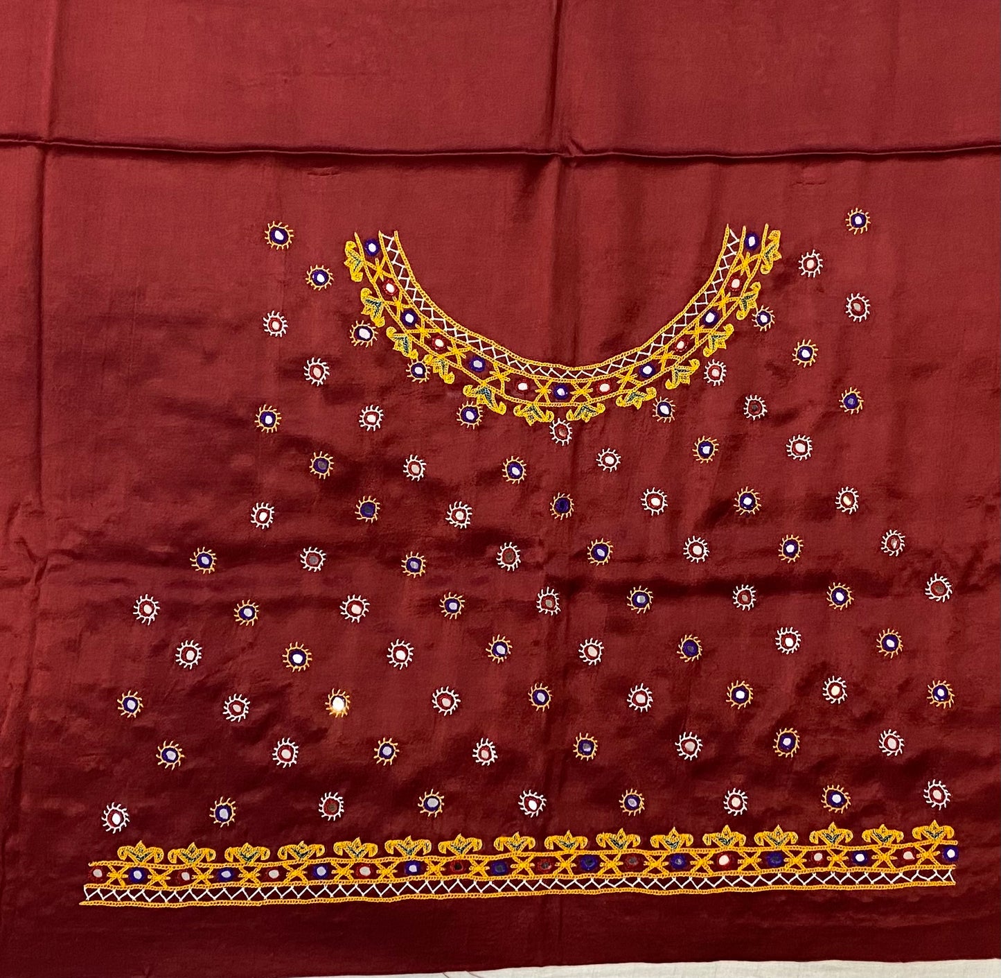Kutch Embroidered Mashroo Silk Blouse Piece