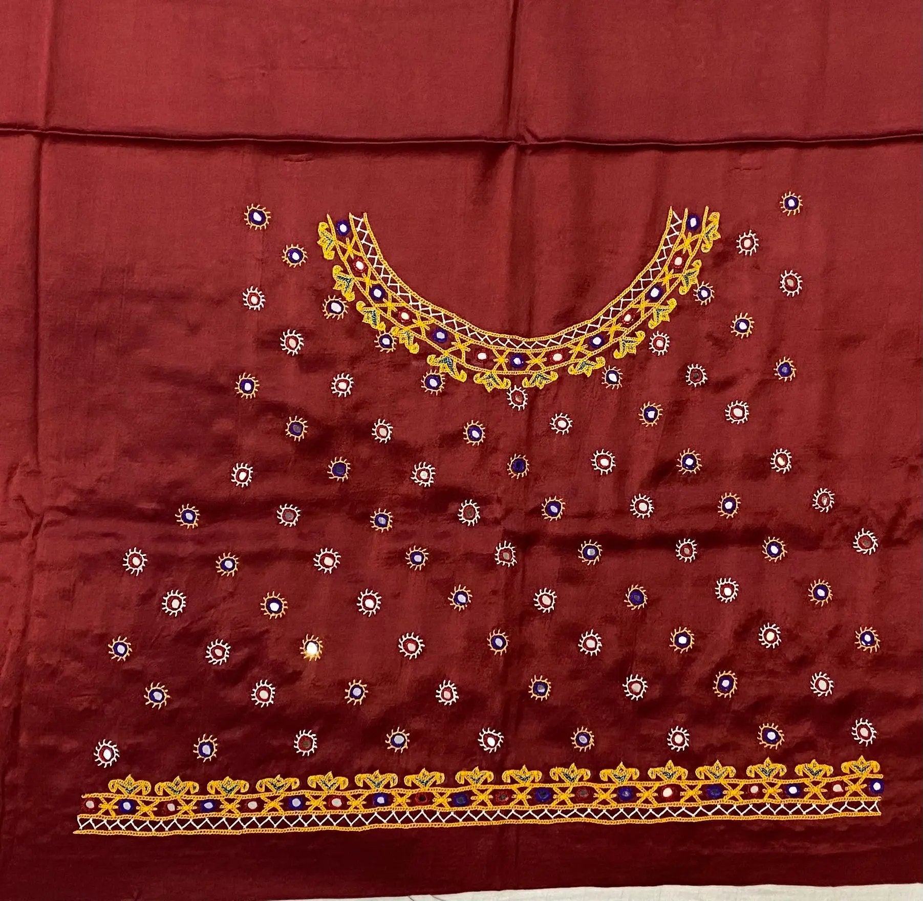 Kutch Embroidered Mashroo Silk Blouse Piece RAKHIYO