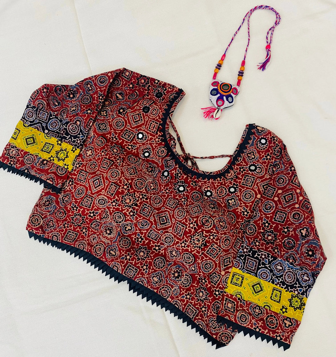Ajrakh Cotton Mirror Blouse RAKHIYO
